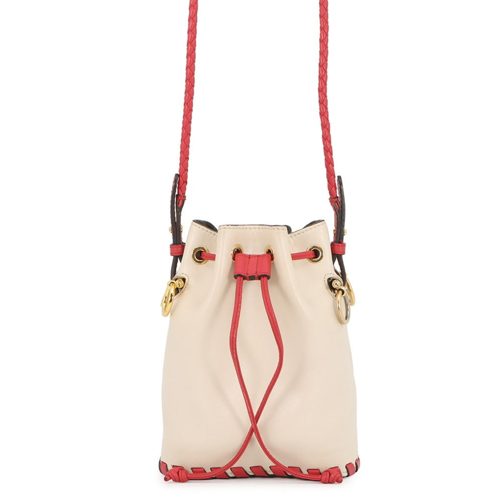 Fendi Ivory Red Color Leather Handbag Shoulder Bag (Pre-Owned)