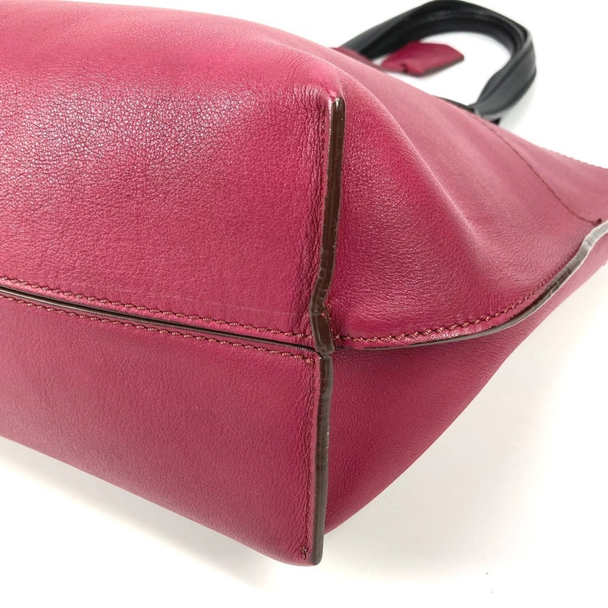 Fendi Black Purple Leather Shoulder Bag Tote Bag (Pre-Owned)