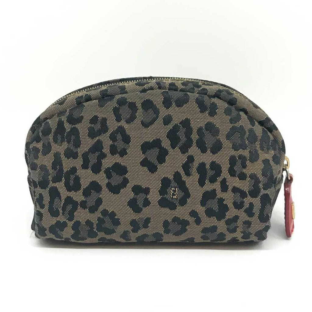 Fendi Brown Canvas Leather Pouch (Pre-Owned)