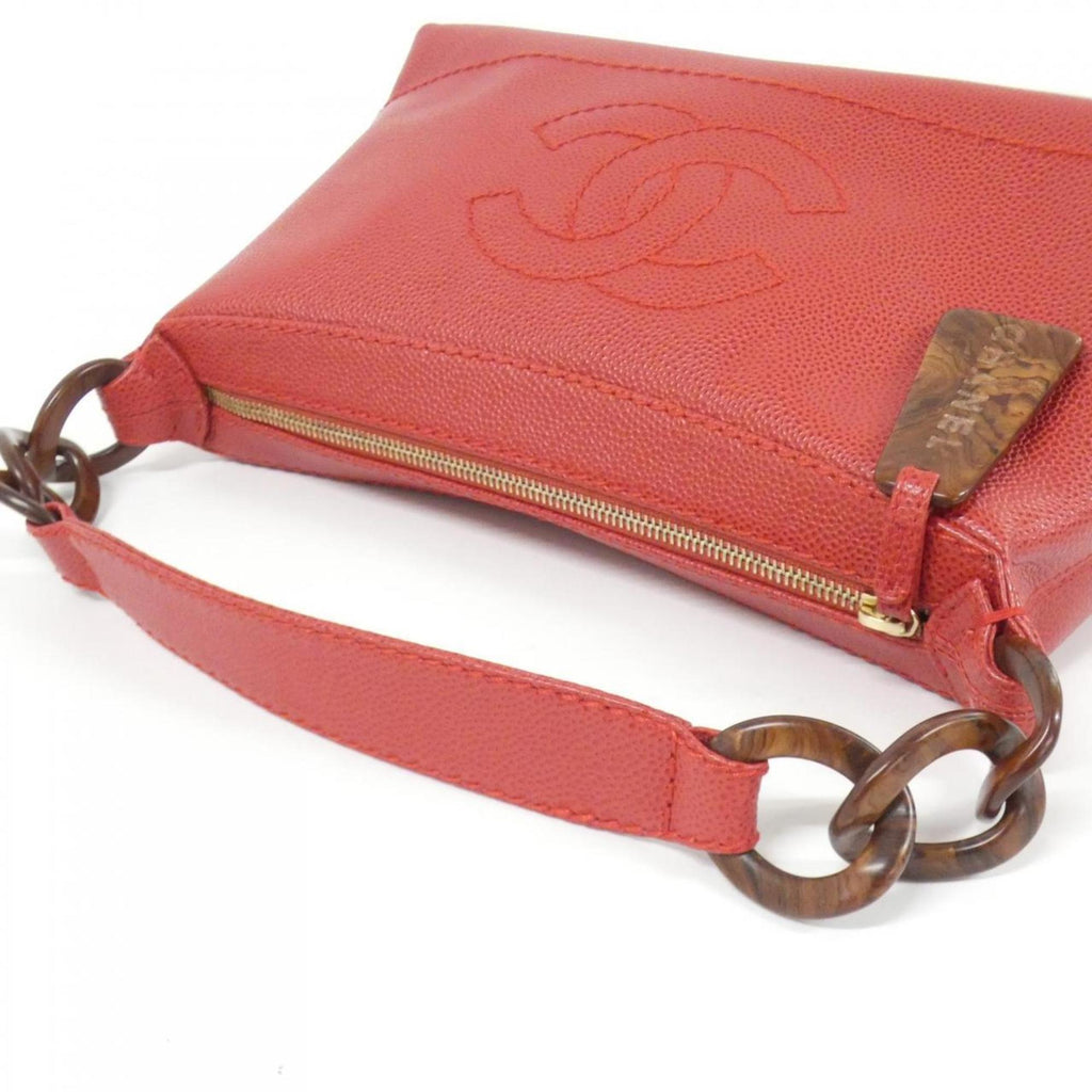 Chanel Red Color Grained Calfskin Handbag (Pre-Owned)