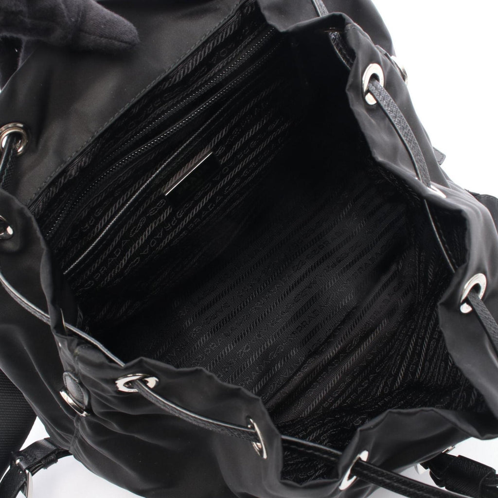 Prada Black Pink White Nylon Leather Backpack Handbag (Pre-Owned)