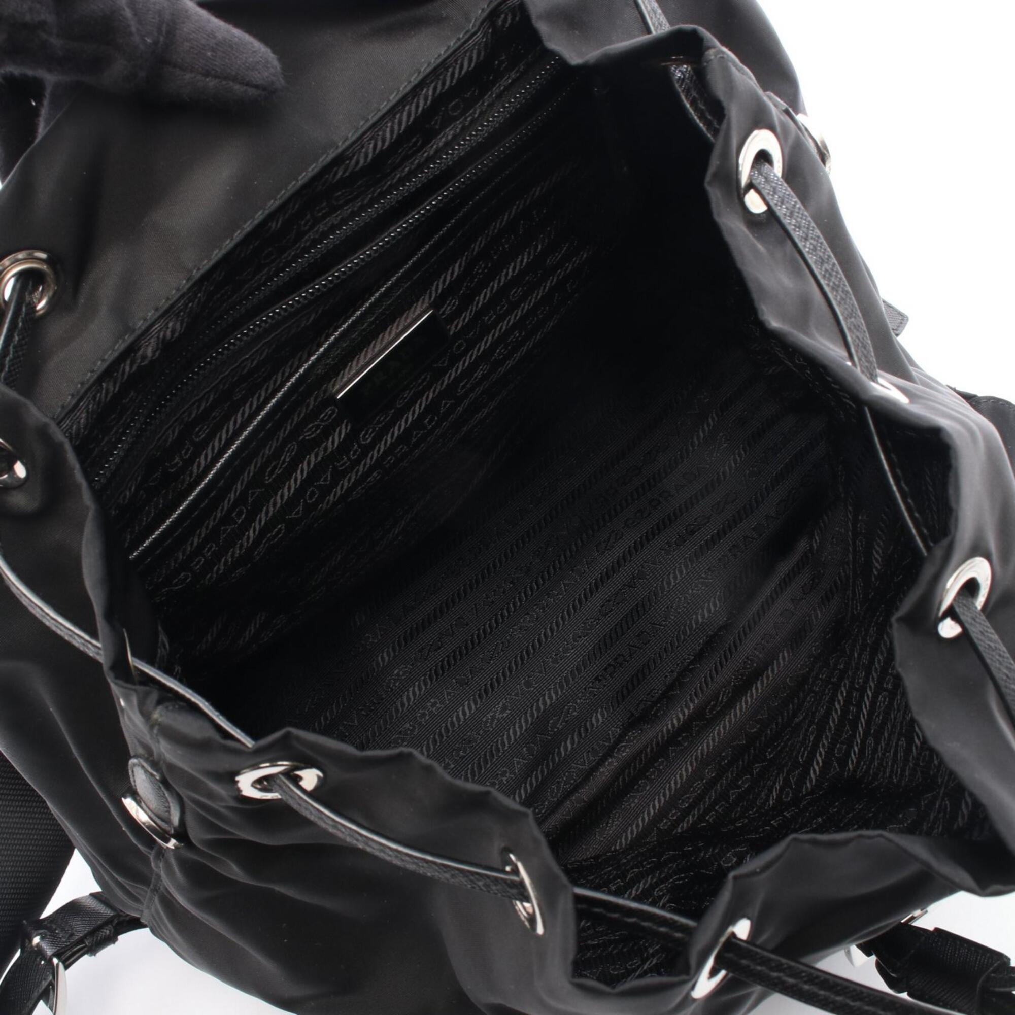 Prada Black Pink White Nylon Leather Backpack Handbag (Pre-Owned)