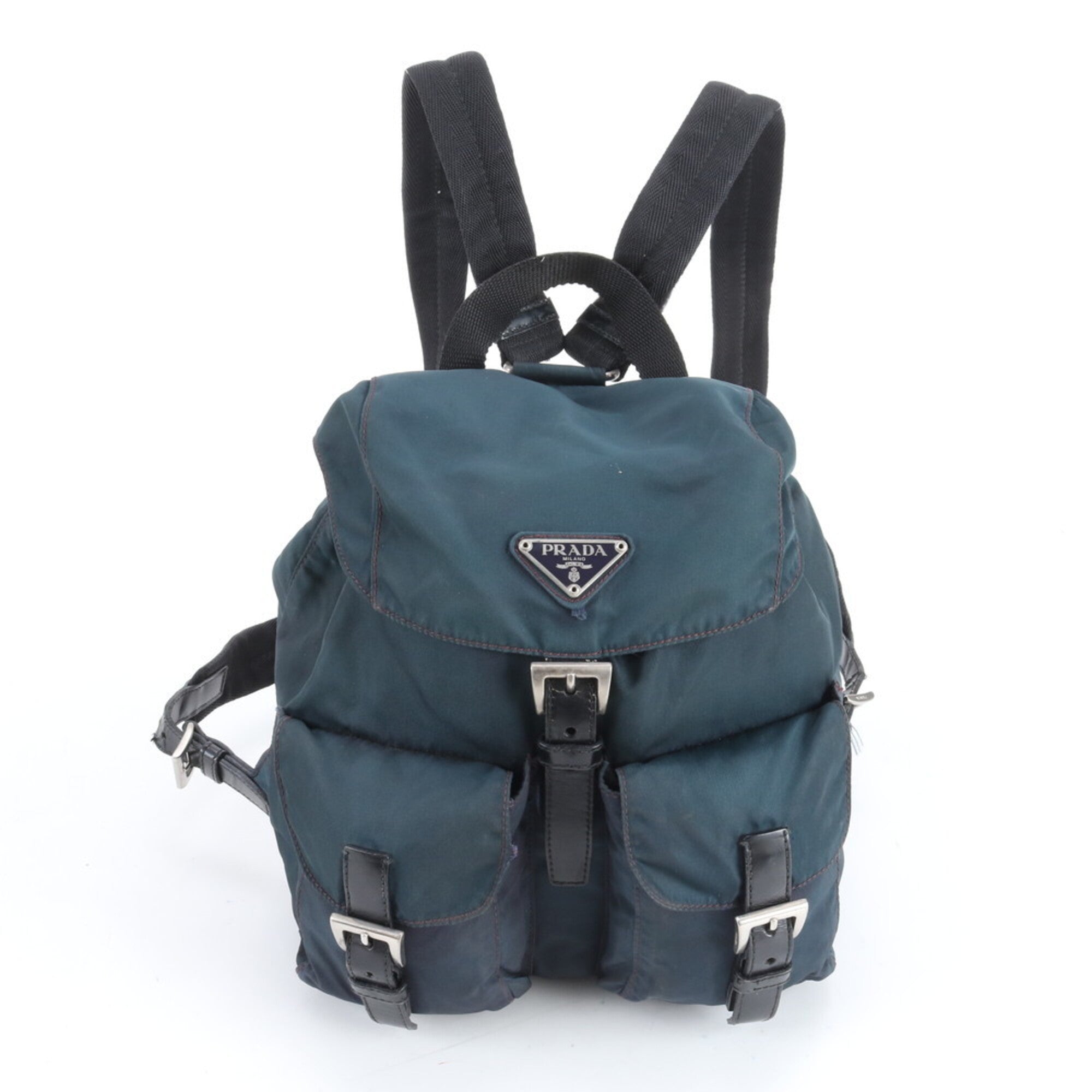Prada Green Nylon Leather Backpack (Pre-Owned)