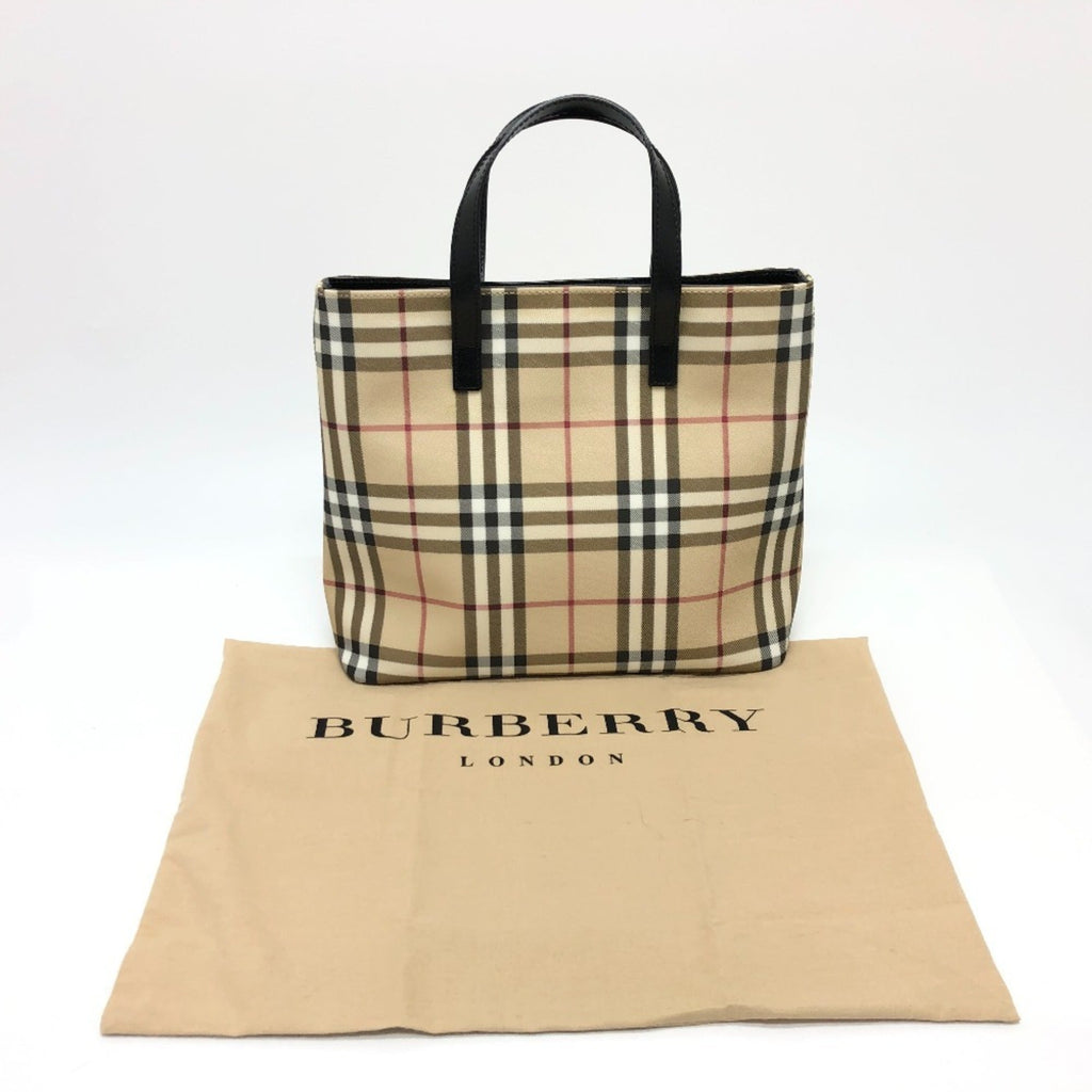 Burberry Beige Black Red Color Pvc Leather Handbag Tote Bag (Pre-Owned)