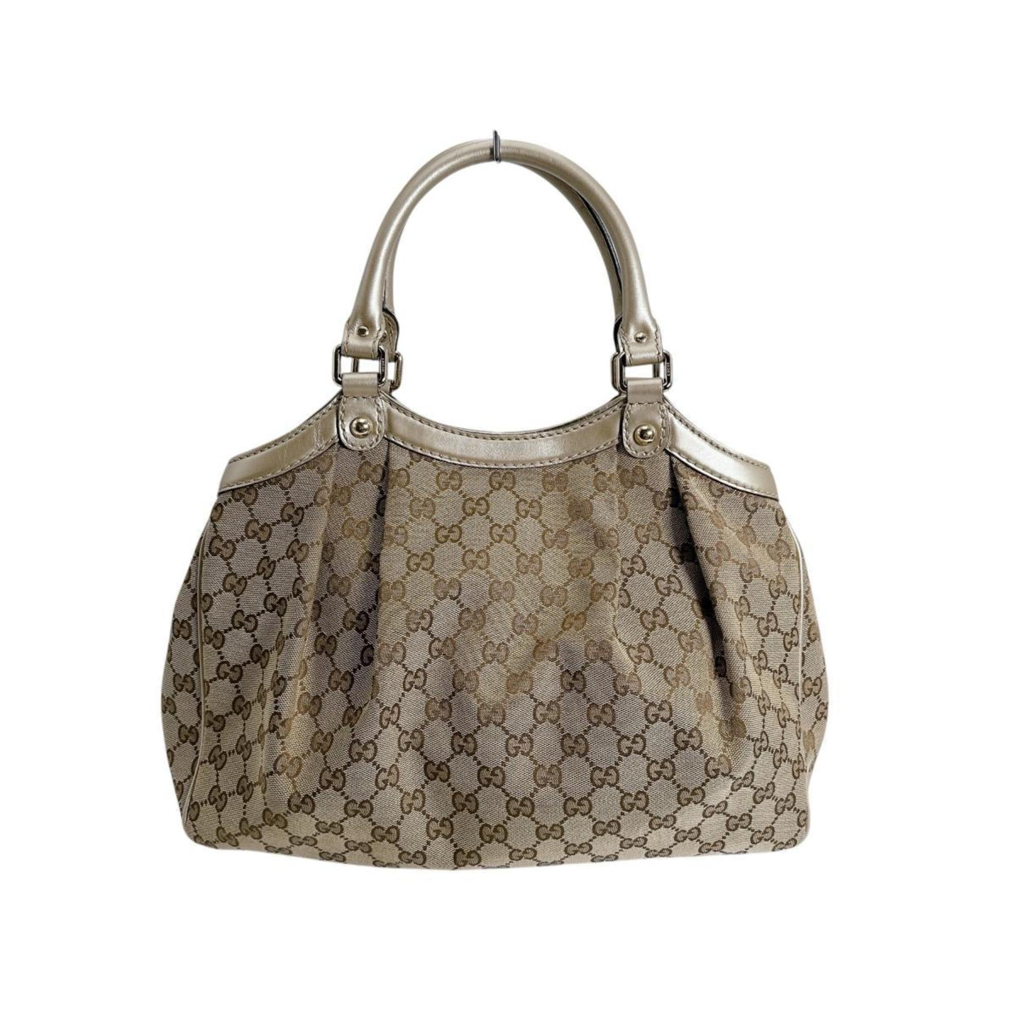 Gucci Gg Canvas Beige Gg Canvas Handbag Tote Bag (Pre-Owned)
