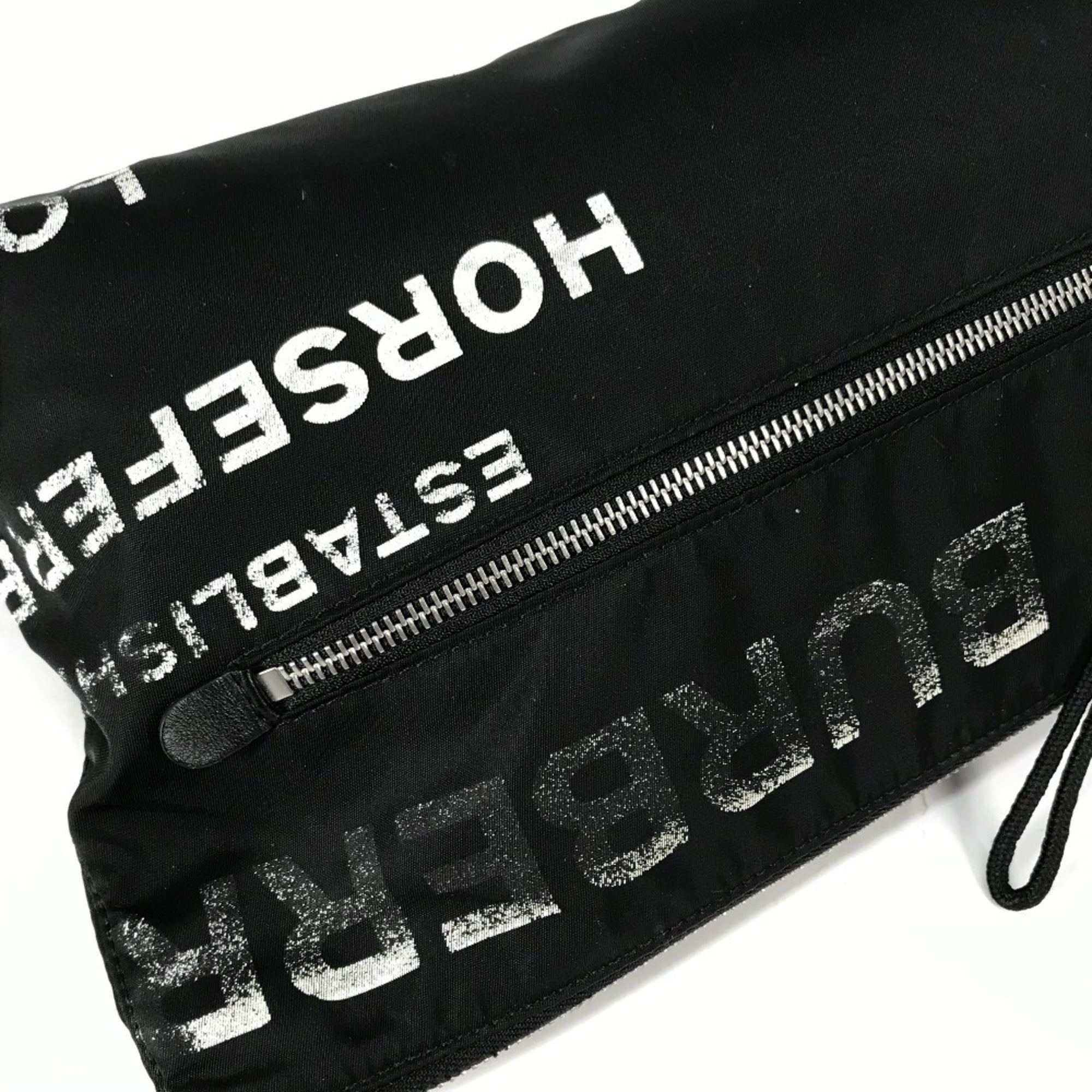 Burberry Black White Nylon Clutch Bag Pouch (Pre-Owned)