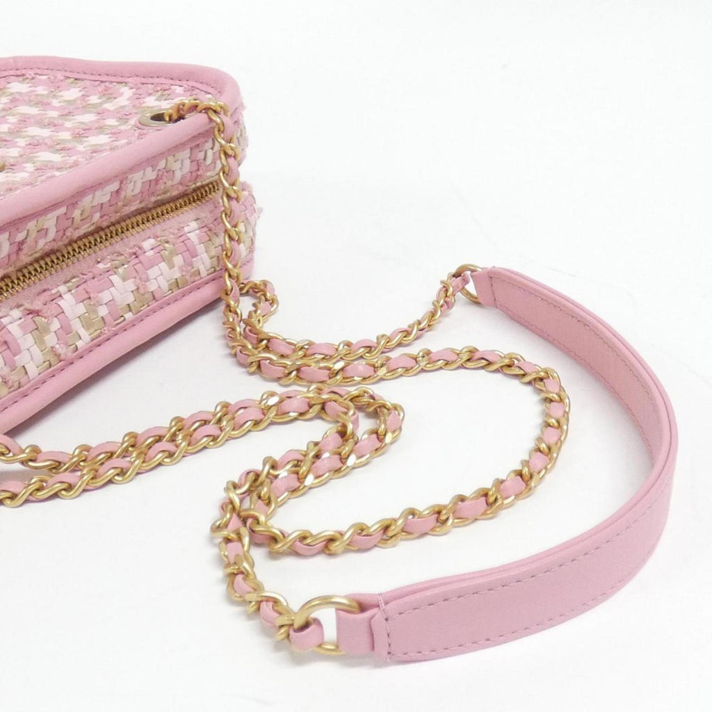 Chanel Gold Pink Viscose Leather Shoulder Bag (Pre-Owned)
