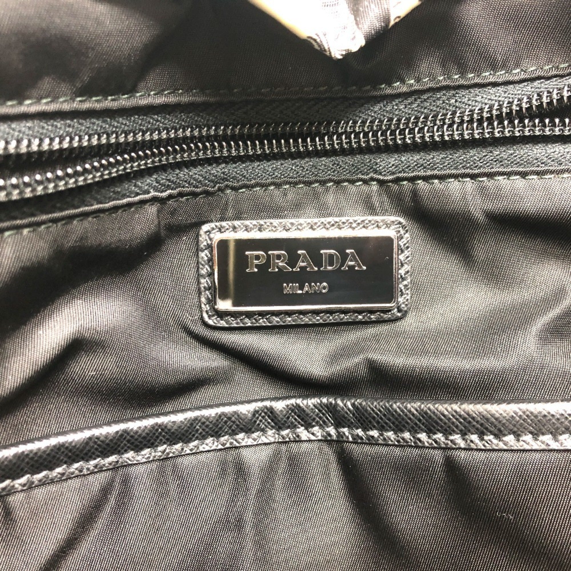 Prada Black White Nylon Backpack (Pre-Owned)