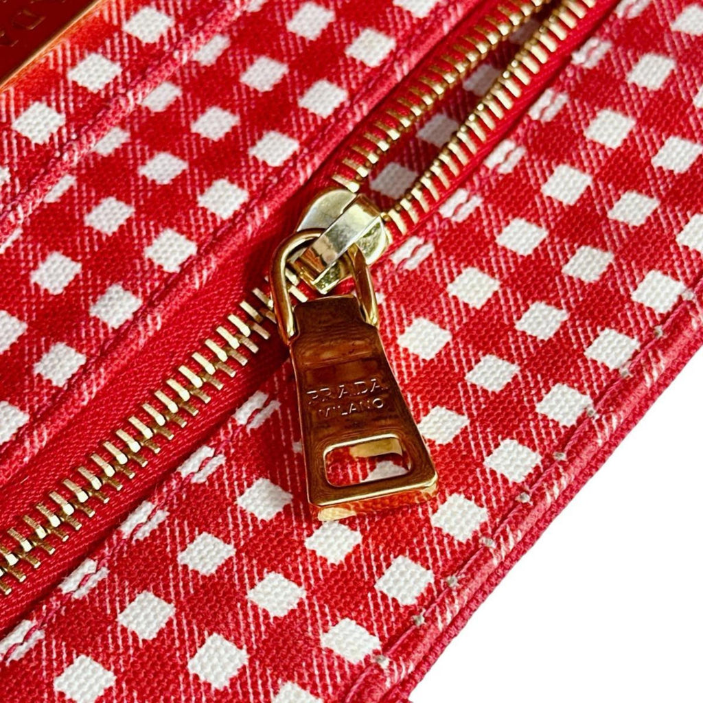 Prada Red Color Canvas Tote Bag (Pre-Owned)