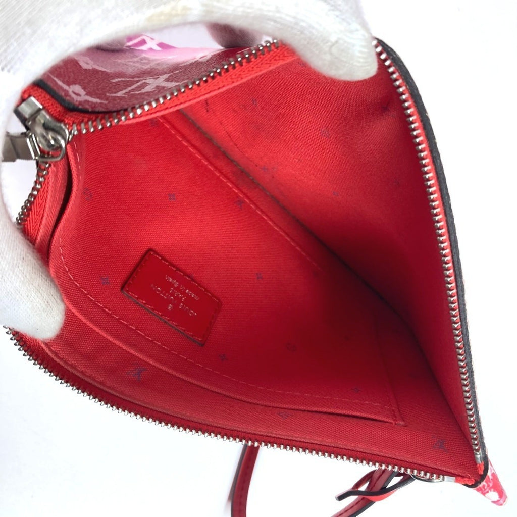 Louis Vuitton Pink Red Color Canvas Shoulder Bag Tote Bag (Pre-Owned)