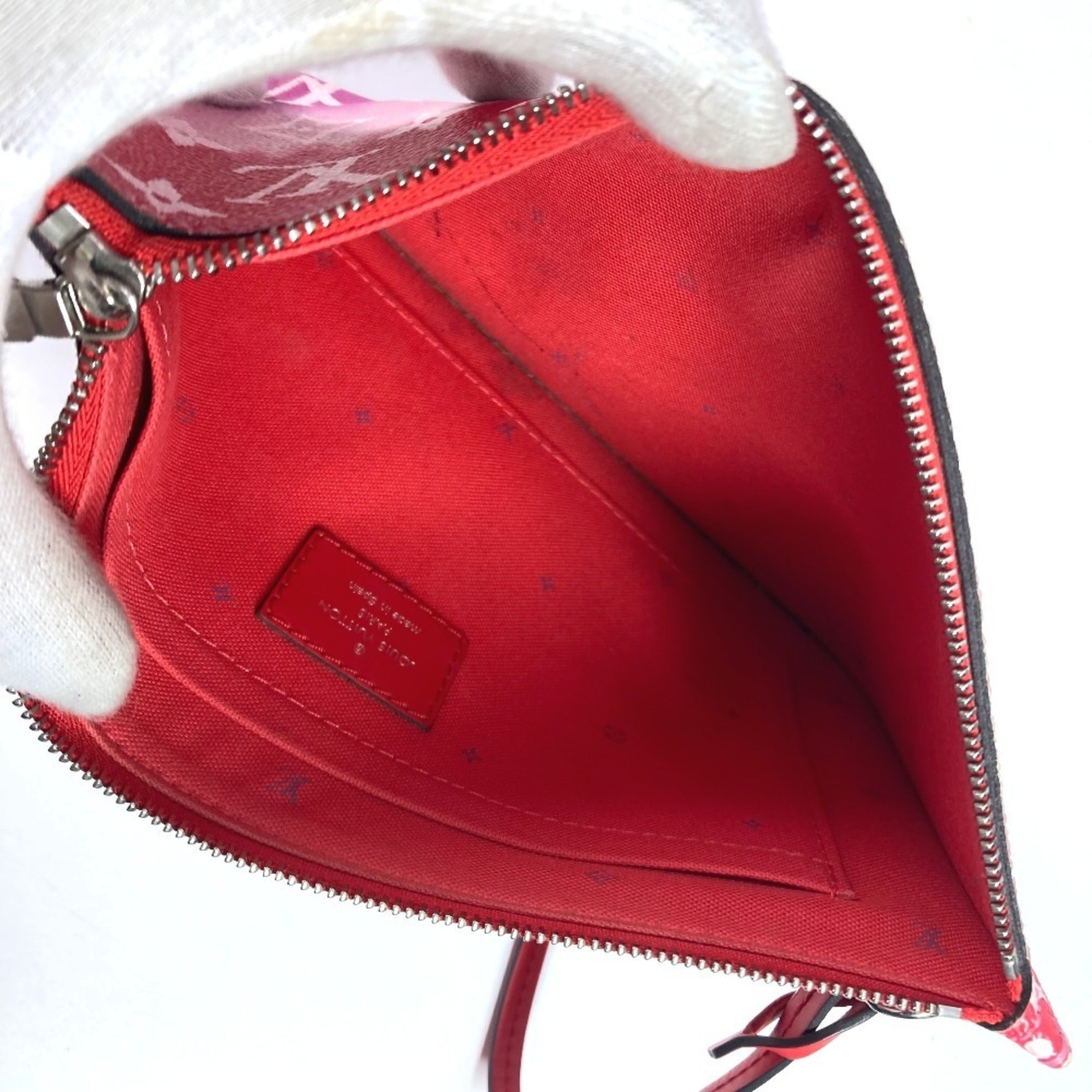 Louis Vuitton Pink Red Color Canvas Shoulder Bag Tote Bag (Pre-Owned)