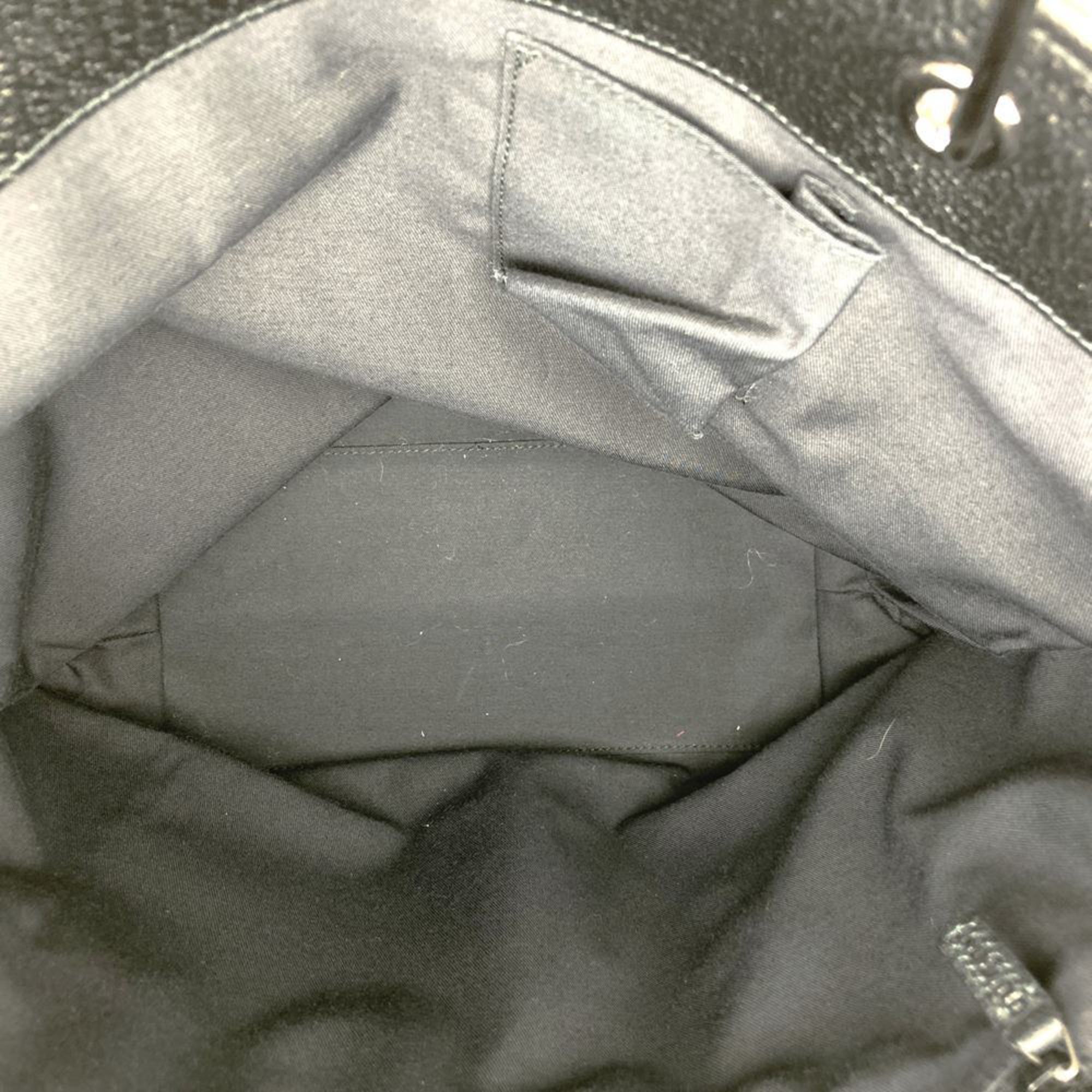 Gucci Gg Canvas Black Gg Canvas Leather Handbag Tote Bag (Pre-Owned)