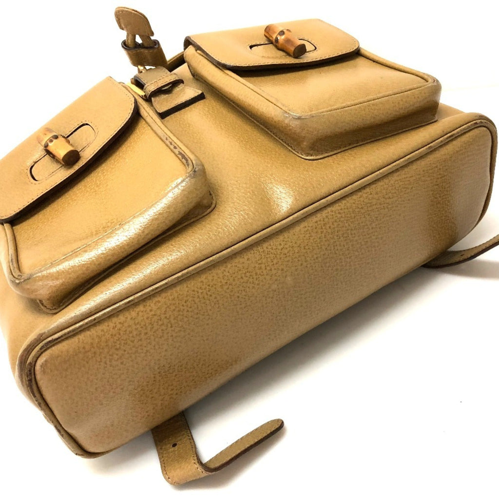 Gucci Bamboo Beige Leather Backpack (Pre-Owned)