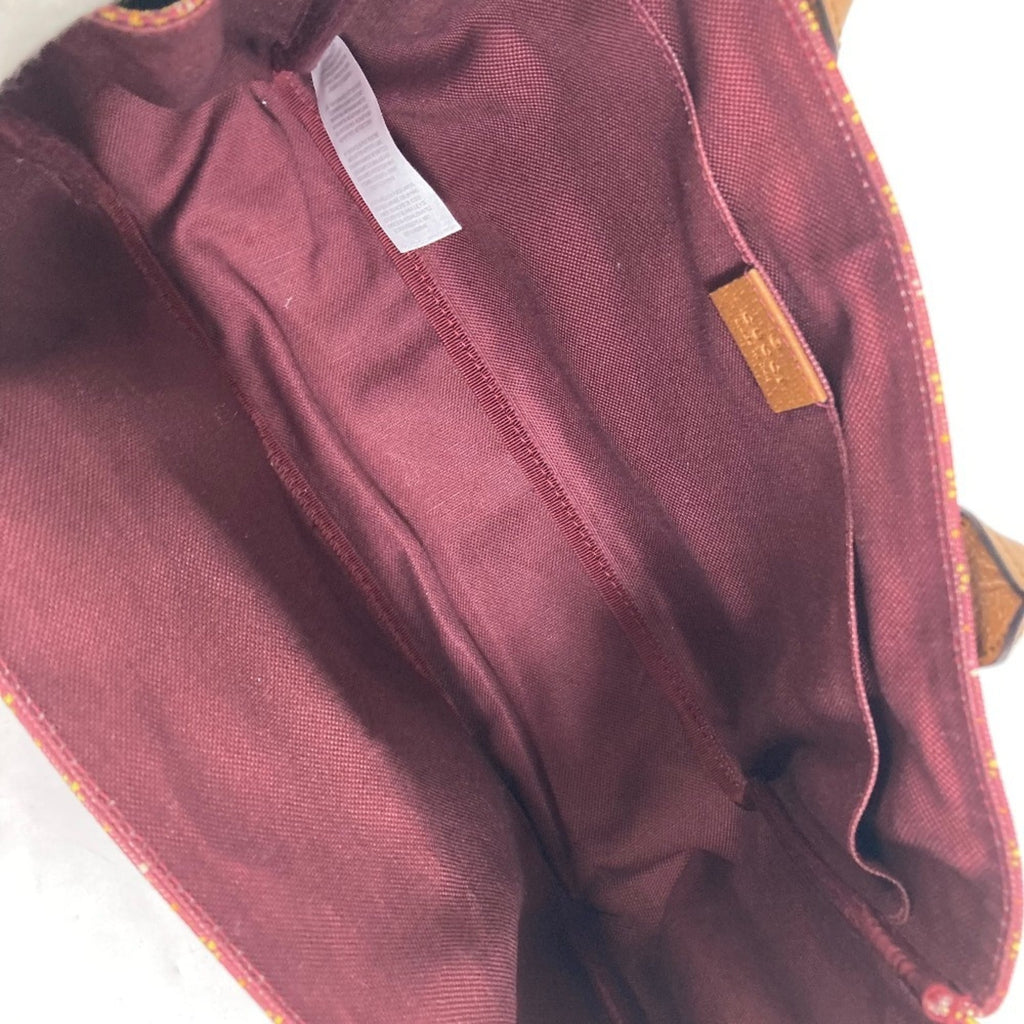 Gucci Bordeaux Brown Canvas Leather Handbag Tote Bag (Pre-Owned)