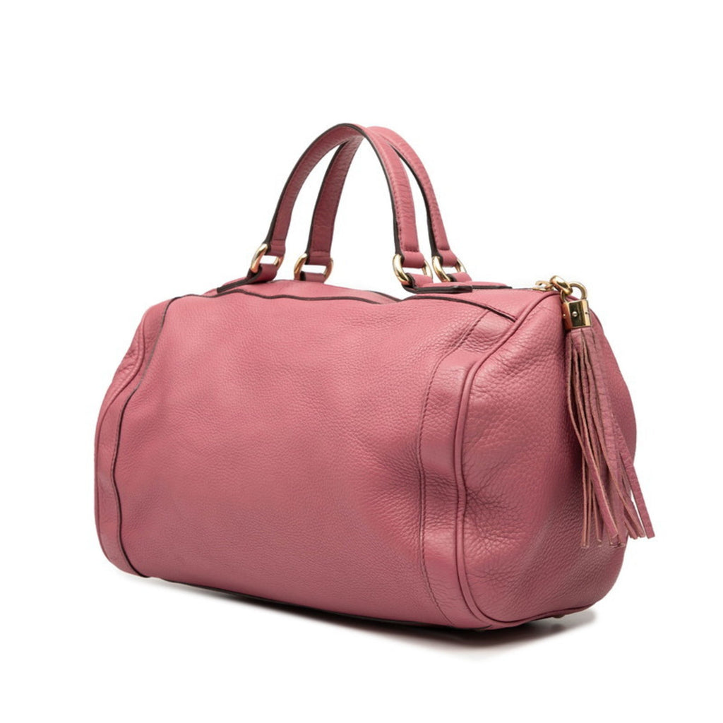 Gucci Pink Leather Boston Bag Handbag (Pre-Owned)