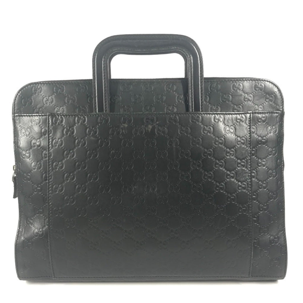 Gucci Black Gg Leather Briefcase Handbag Tote Bag (Pre-Owned)