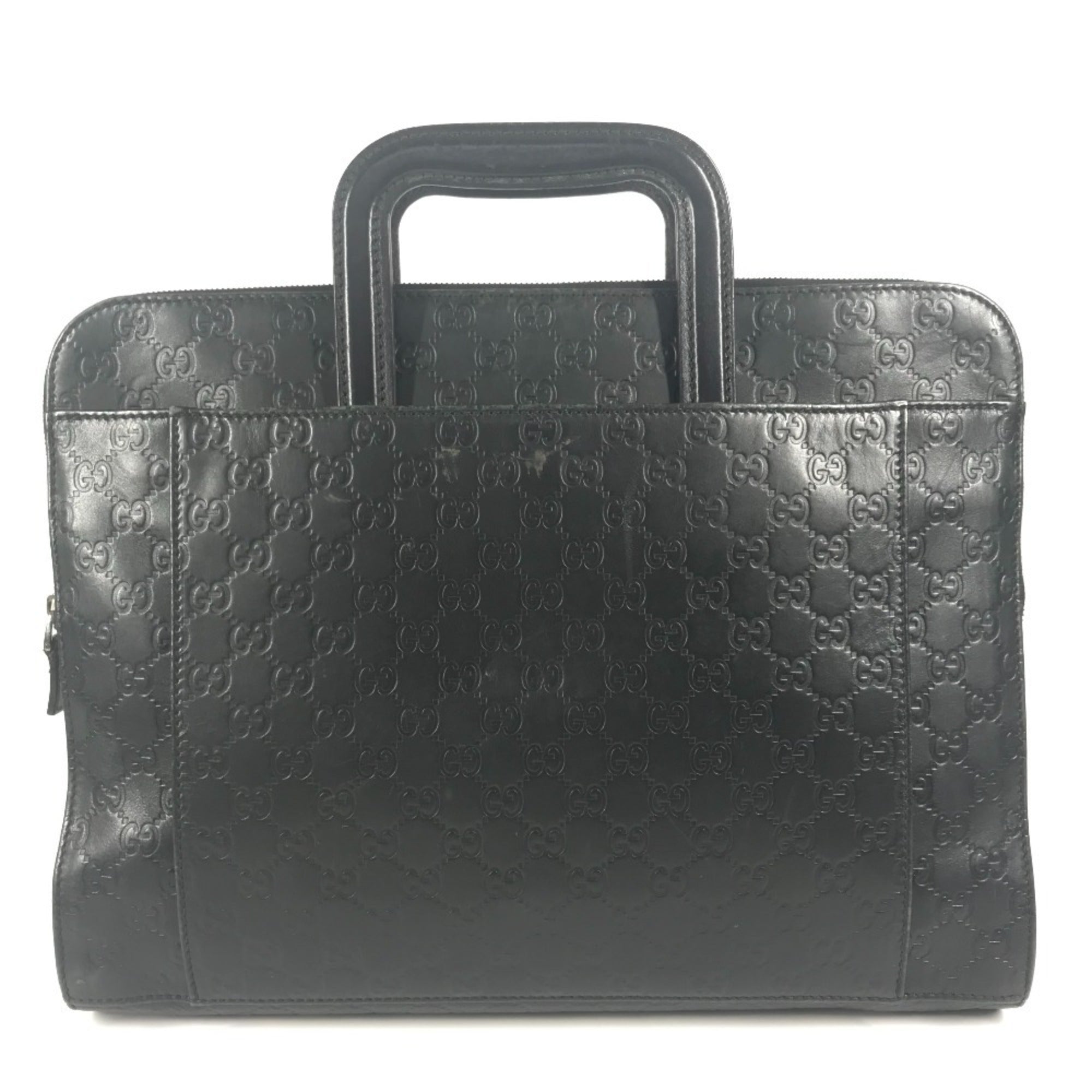 Gucci Black Gg Leather Briefcase Handbag Tote Bag (Pre-Owned)
