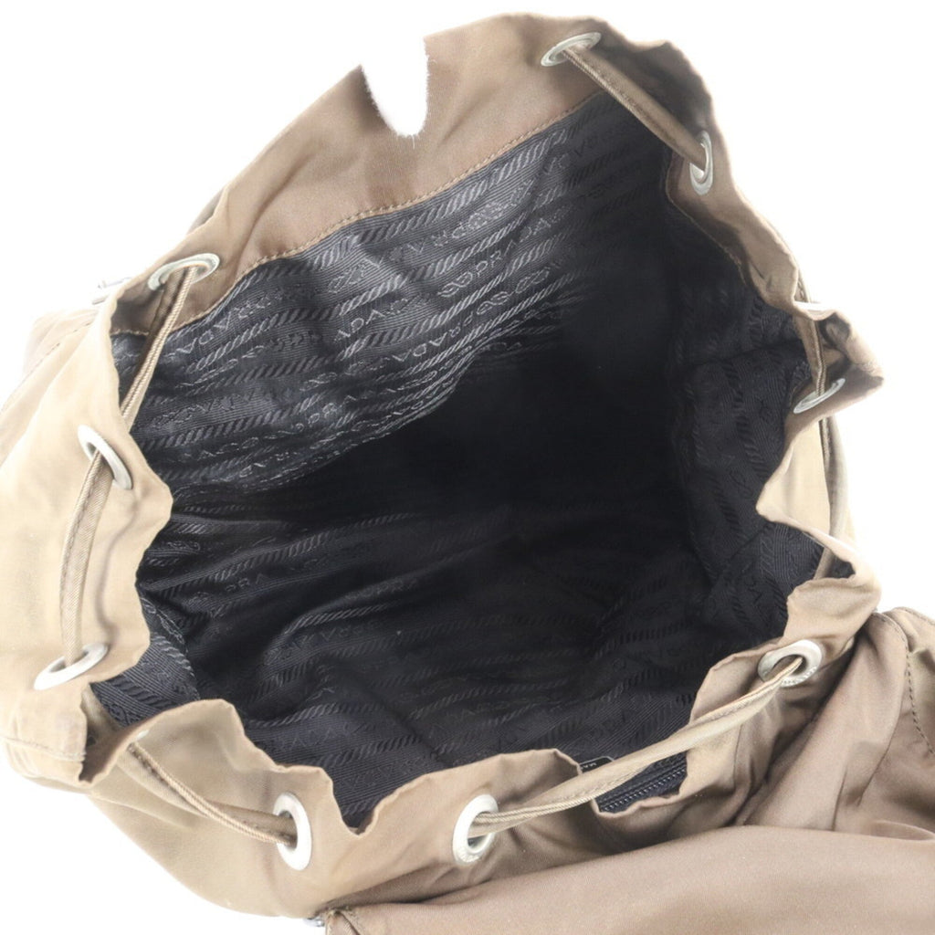 Prada Brown Green Khaki Nylon Leather Backpack (Pre-Owned)