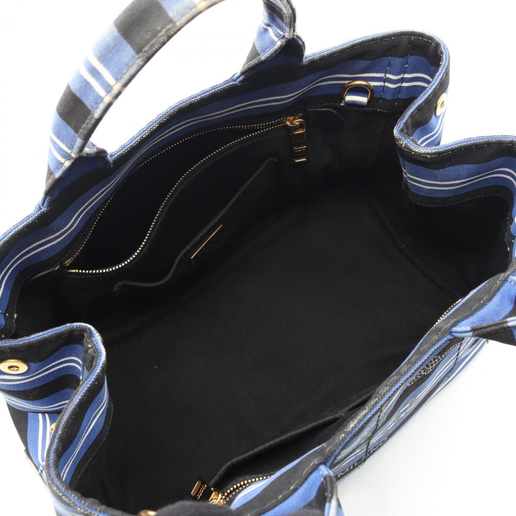 Prada Black Blue White Canvas Tote Bag (Pre-Owned)
