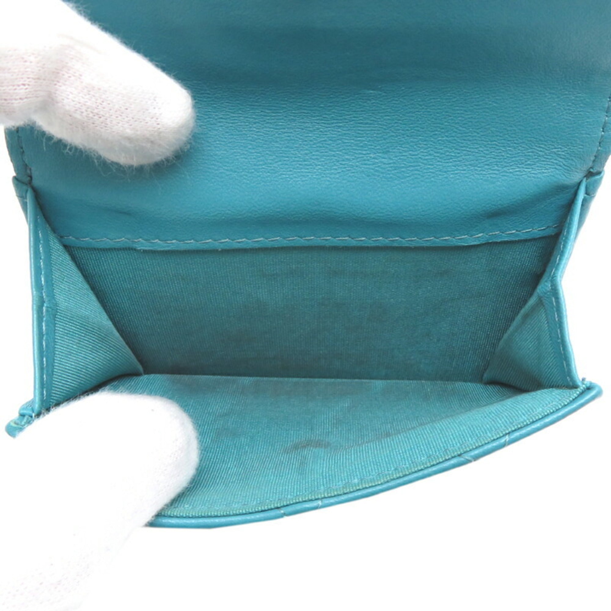 Chanel Blue Turquoise Leather Wallet (Tri-Fold) (Pre-Owned)