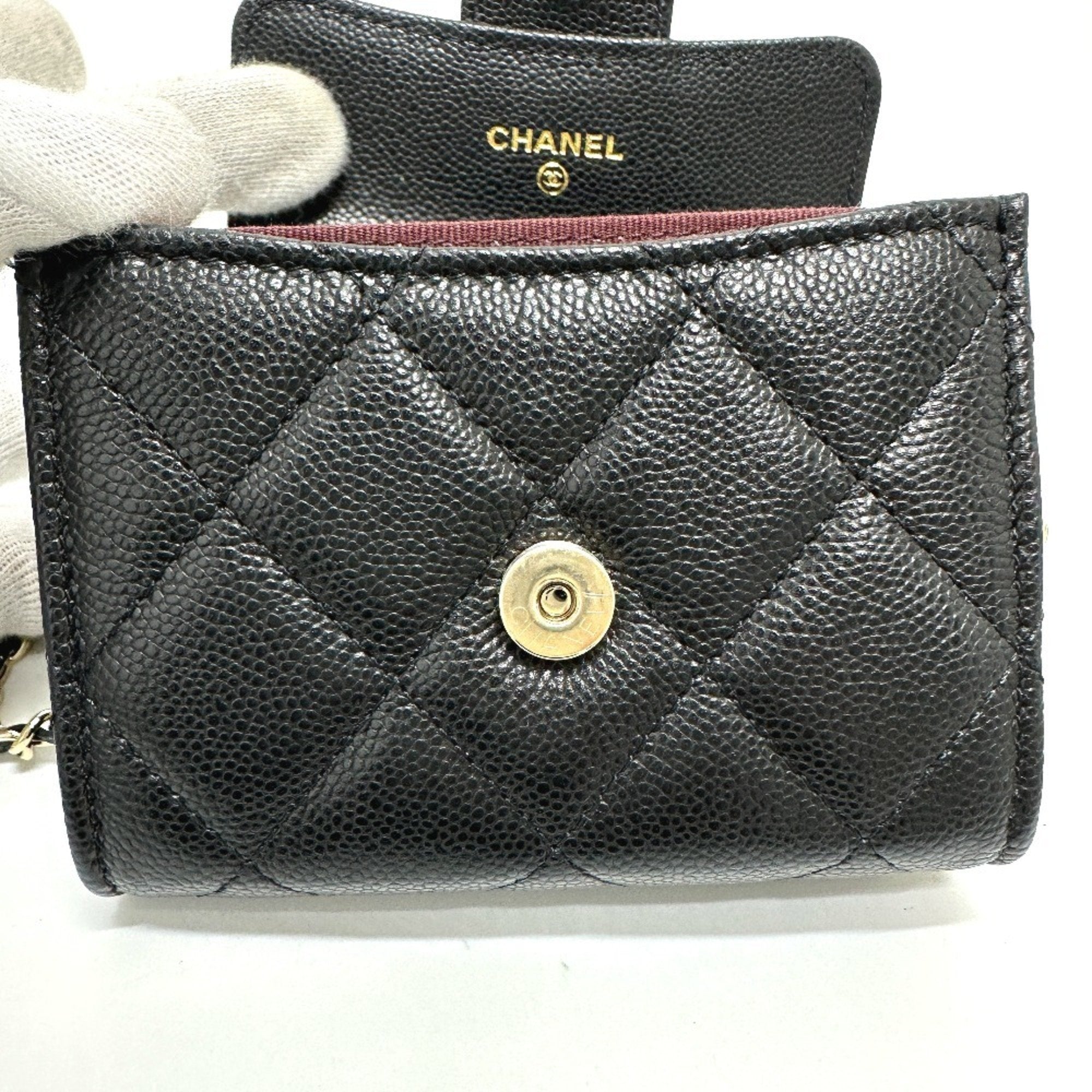 Chanel Black Grained Calfskin Coin Purse/Coin Case (Pre-Owned)