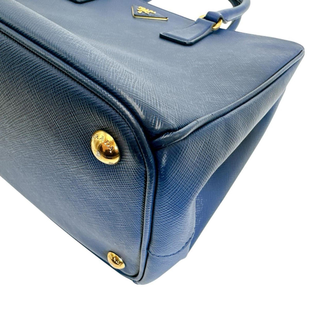 Prada Blue Leather Handbag Shoulder Bag (Pre-Owned)