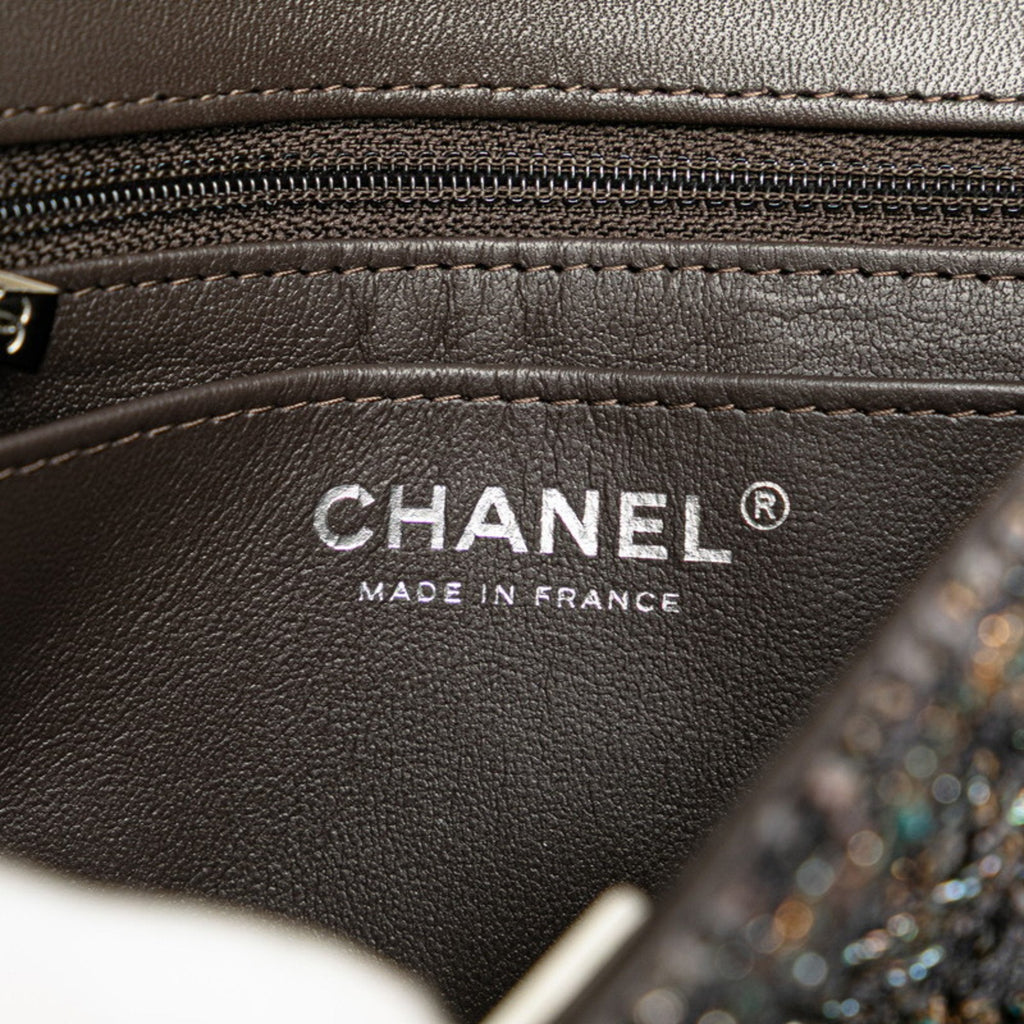 Chanel Gray Tweed Leather Shoulder Bag (Pre-Owned)
