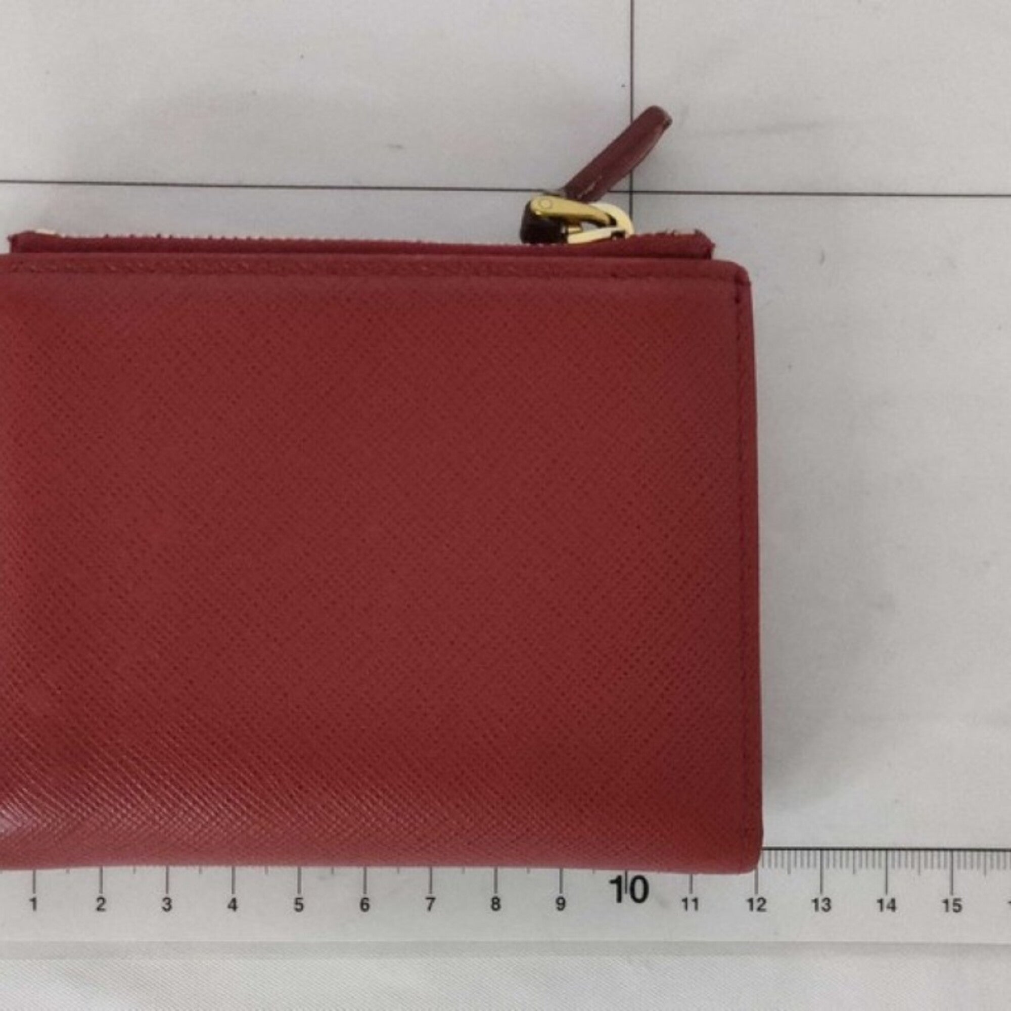 Prada Red Color Saffiano Metal Wallet (Bi-Fold) (Pre-Owned)
