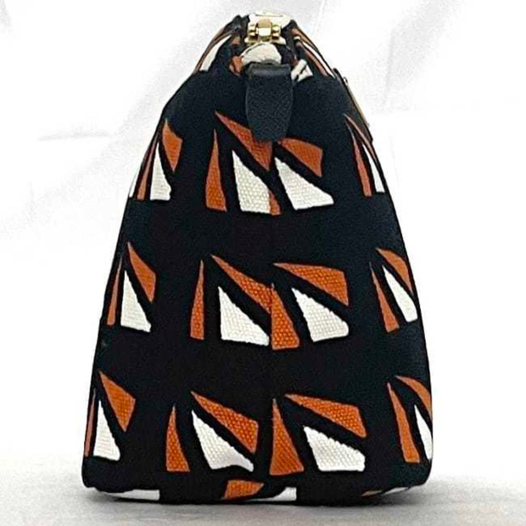 Prada Black Orange Canvas Leather Pouch (Pre-Owned)