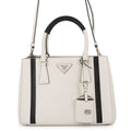 Prada Black White Leather Handbag Shoulder Bag (Pre-Owned)