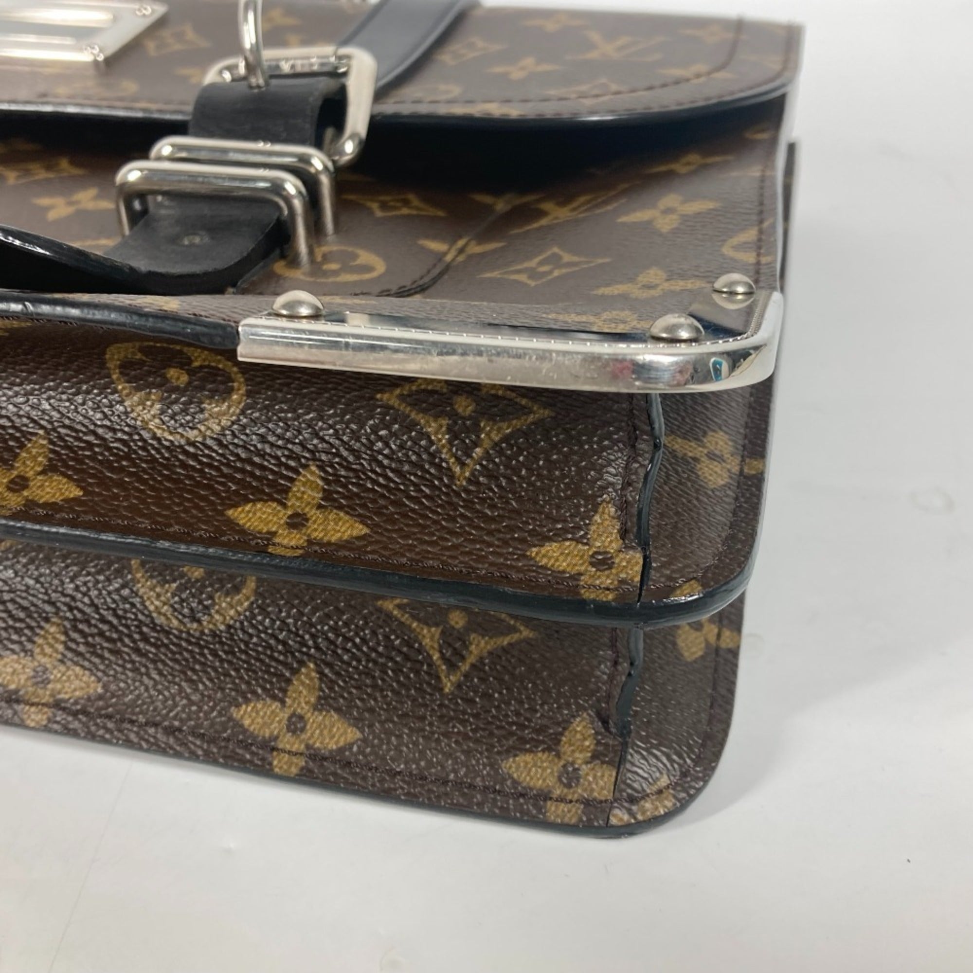 Louis Vuitton Black Brown Monogram Monogram Briefcase Handbag Tote Bag (Pre-Owned)