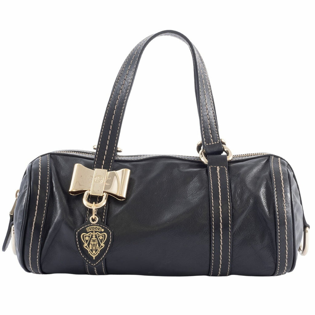 Gucci Hysteria Black Leather Boston Bag (Pre-Owned)