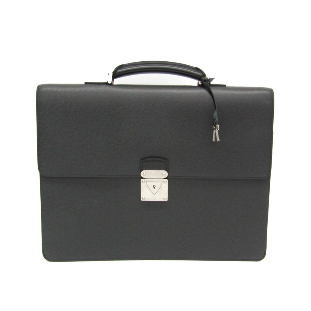 Louis Vuitton Robusto 1 Briefcase Taiga Leather Black Leather Briefcase Bag (Pre-Owned)