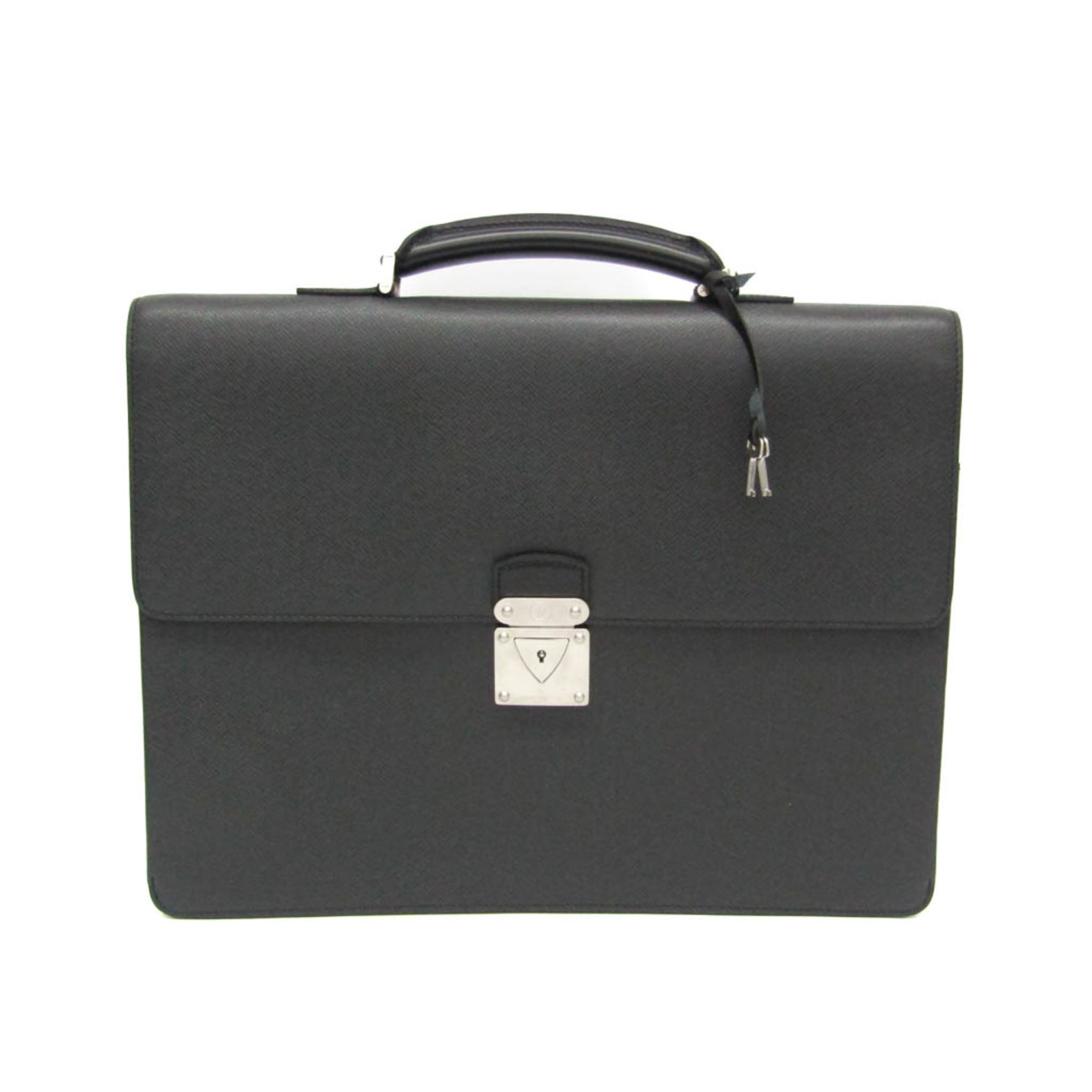 Louis Vuitton Robusto 1 Briefcase Taiga Leather Black Leather Briefcase Bag (Pre-Owned)