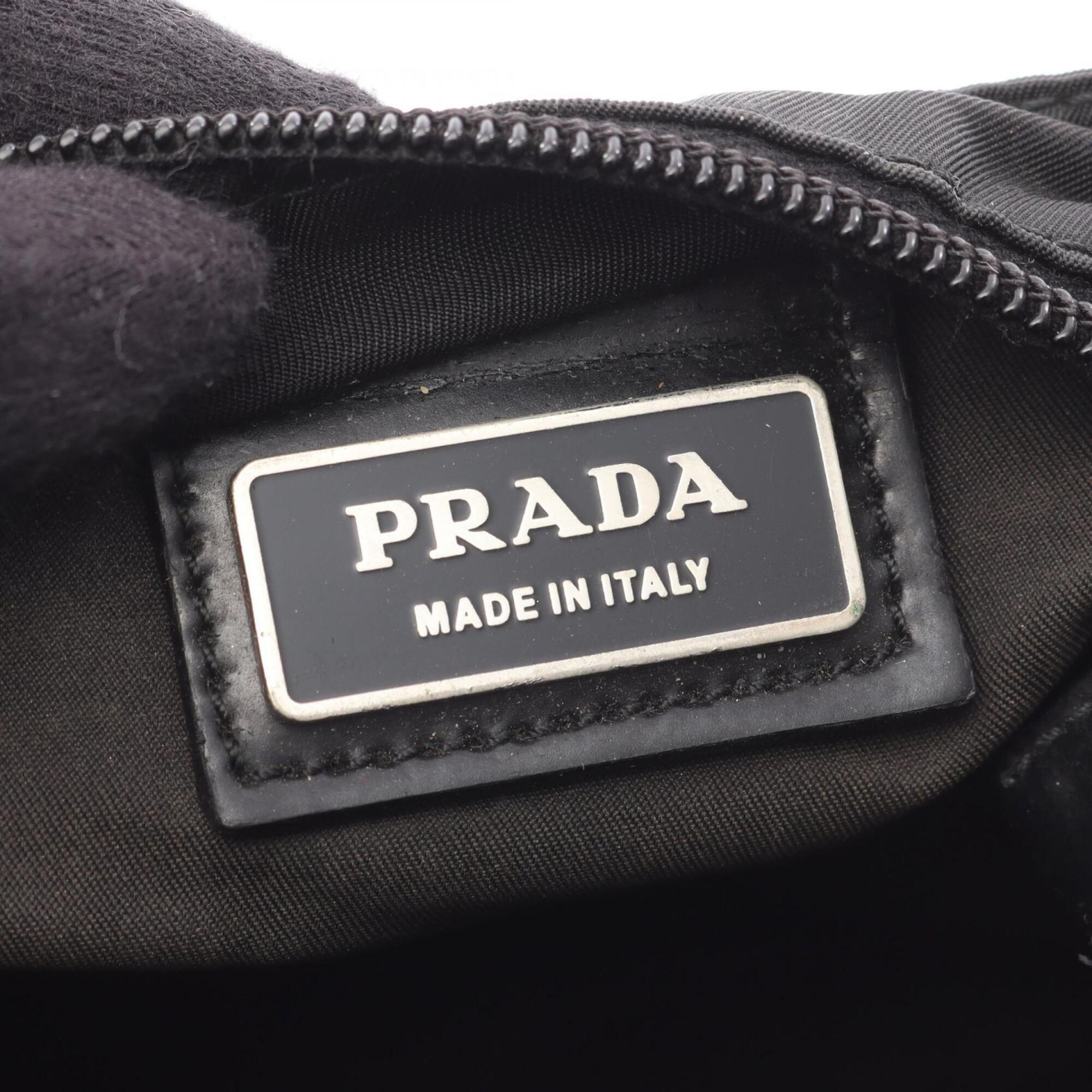 Prada Black Nylon Leather Handbag Shoulder Bag (Pre-Owned)