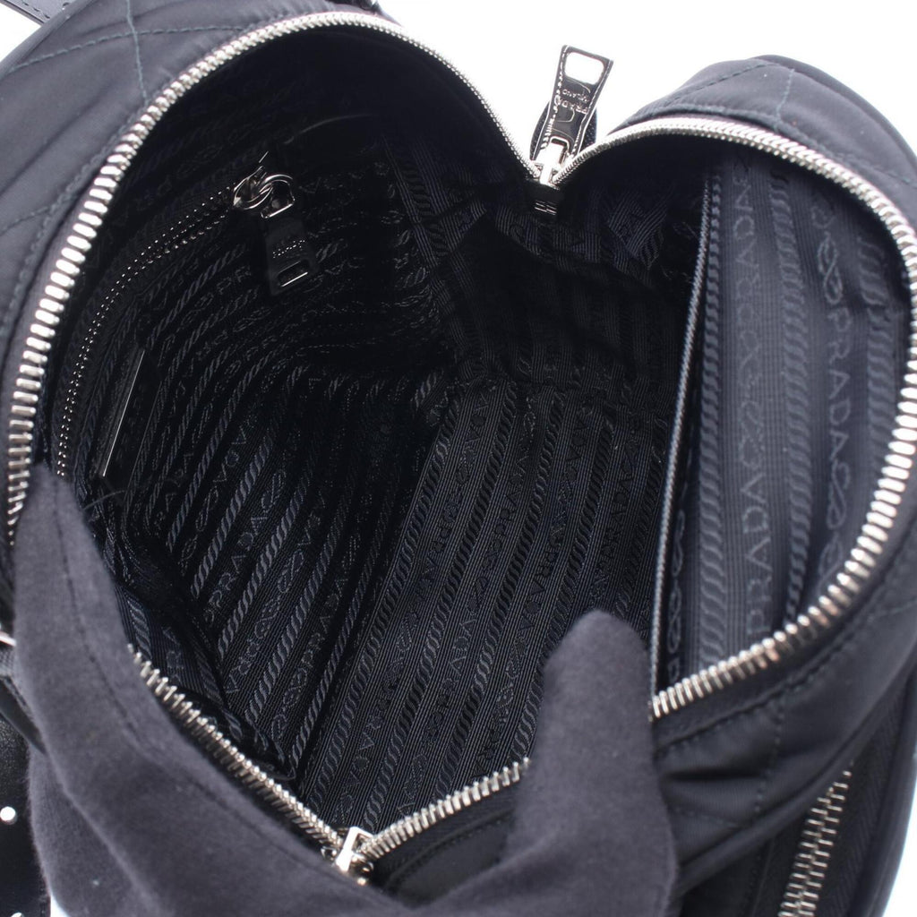 Prada Black Nylon Leather Backpack Handbag (Pre-Owned)