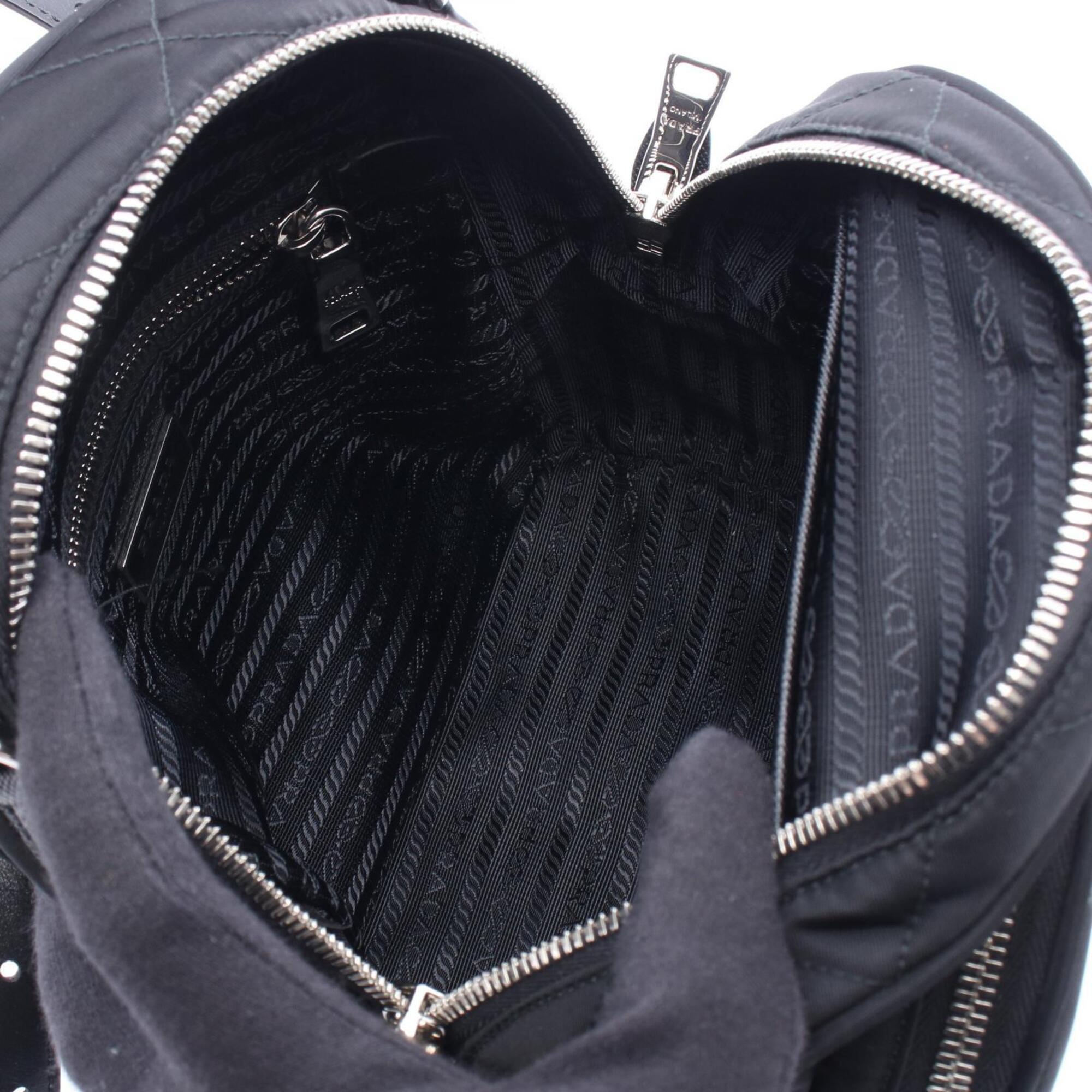 Prada Black Nylon Leather Backpack Handbag (Pre-Owned)