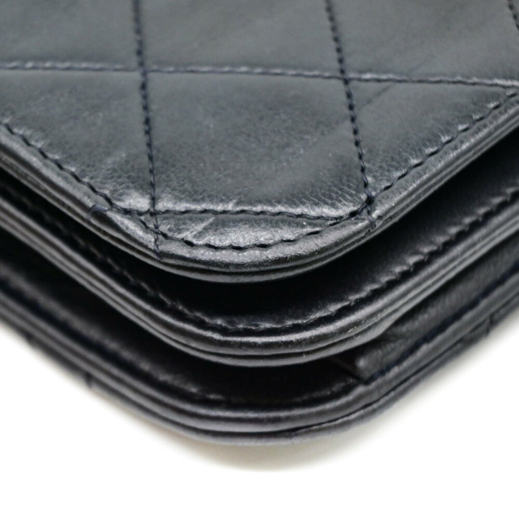 Chanel Black Leather Clutch Bag Shoulder Bag (Pre-Owned)