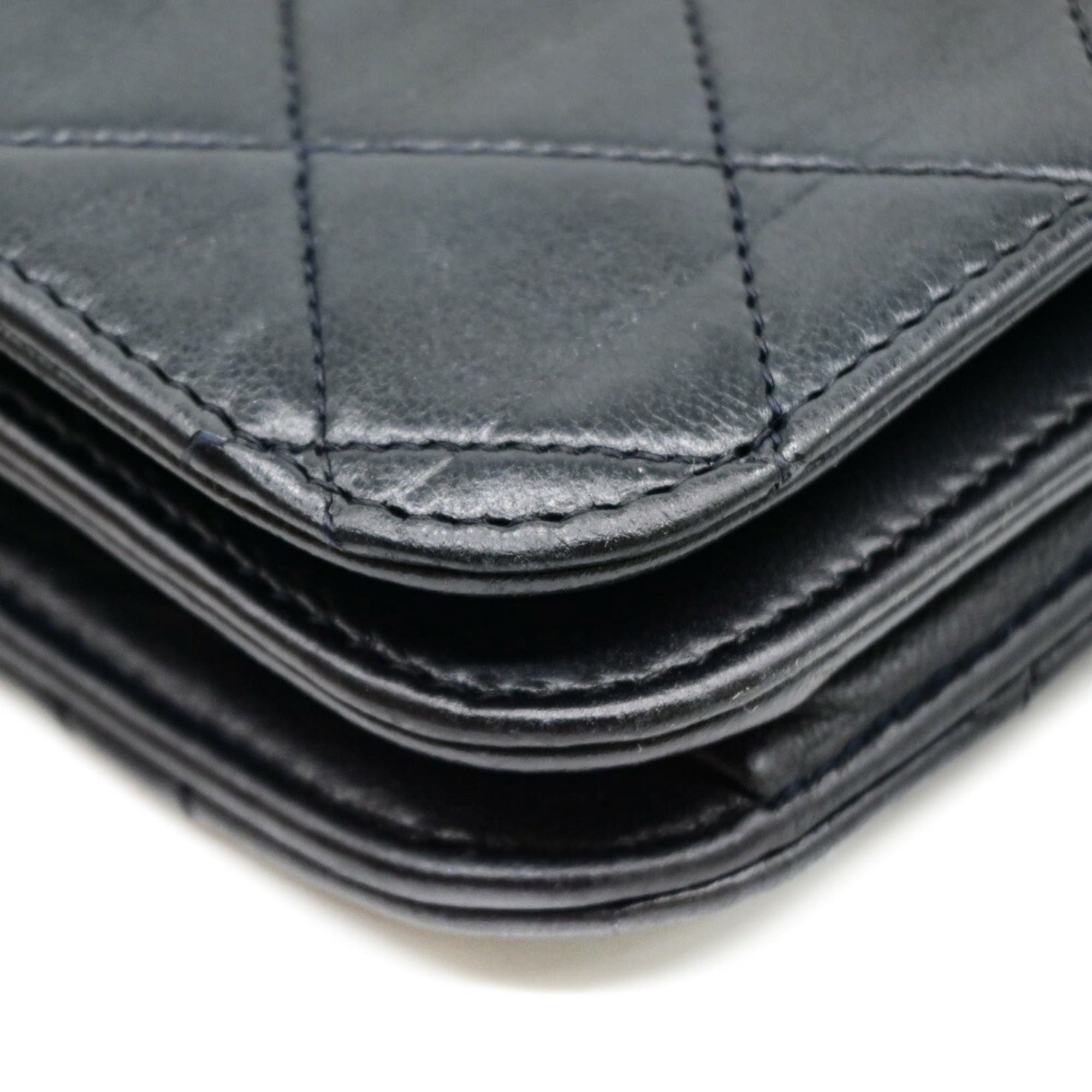 Chanel Black Leather Clutch Bag Shoulder Bag (Pre-Owned)