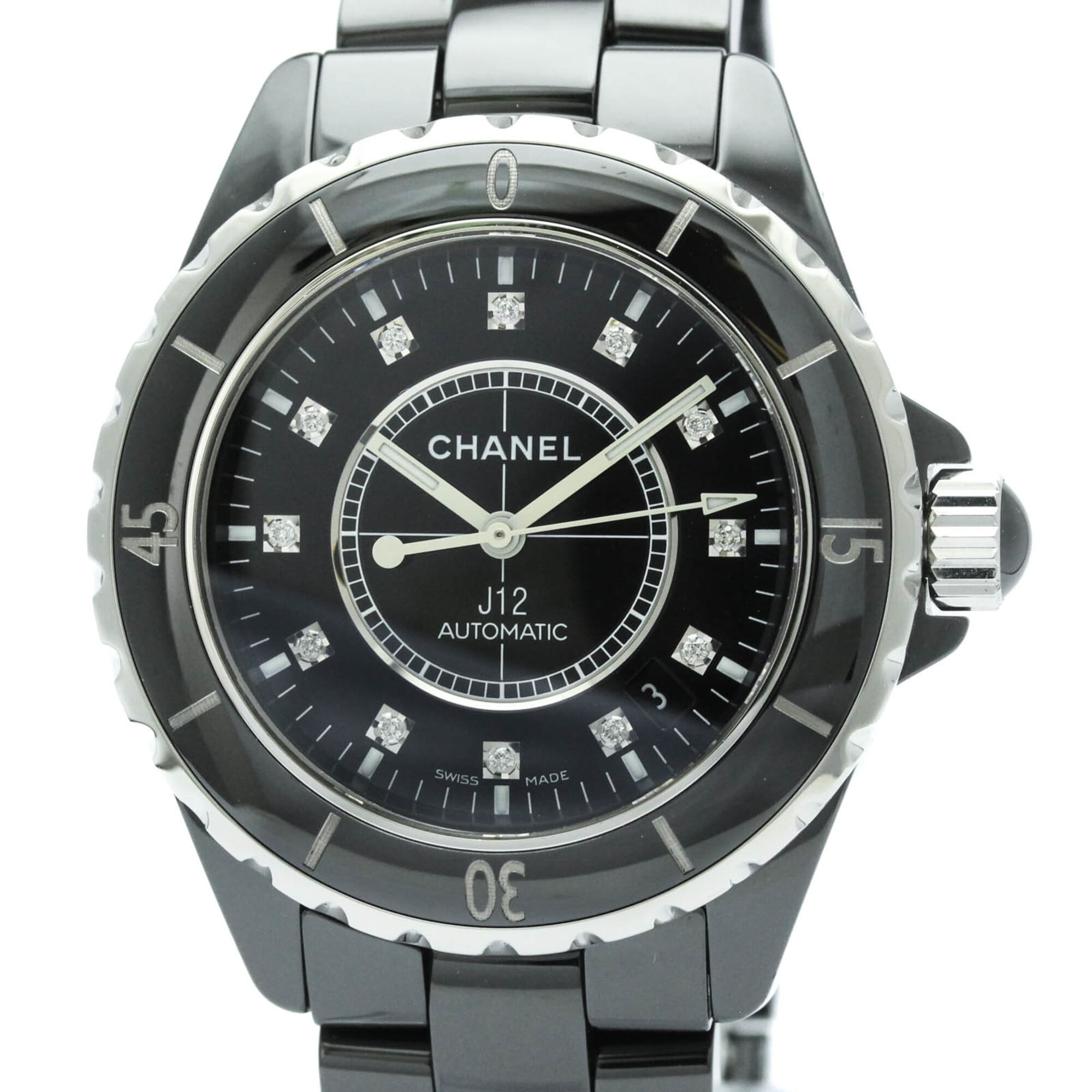 Chanel J12 Automatic Watch Ceramic And Stainless Steel With Diamond Markers Watch (Pre-Owned)