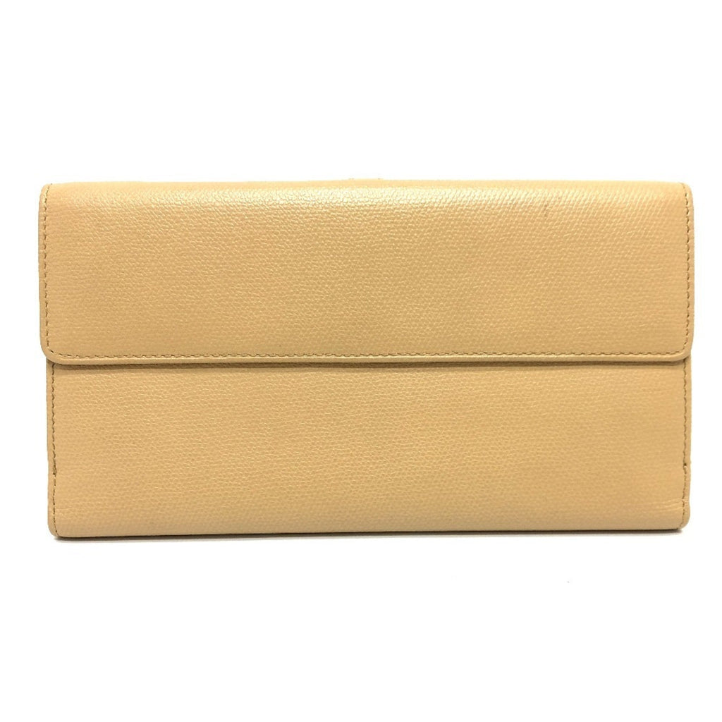 Chanel Beige Leather Long Wallet (Bi-Fold) (Pre-Owned)