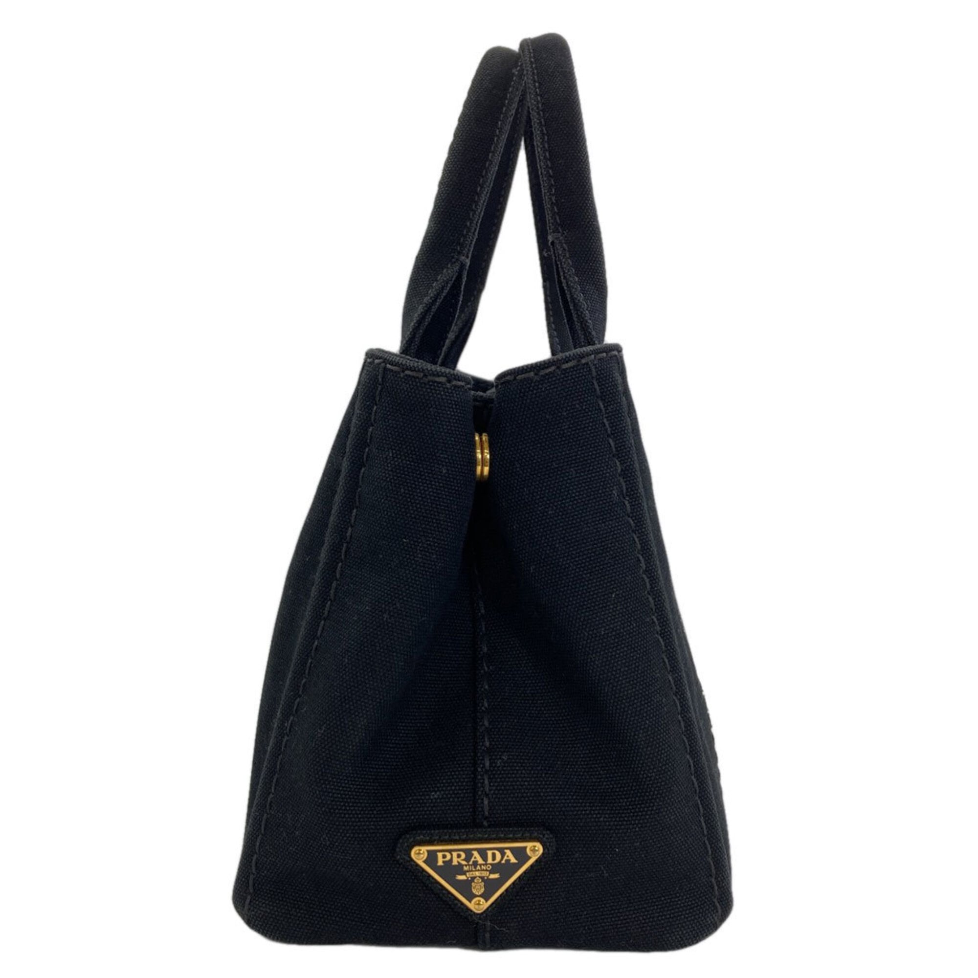 Prada Canapa Black Canvas Handbag (Pre-Owned)