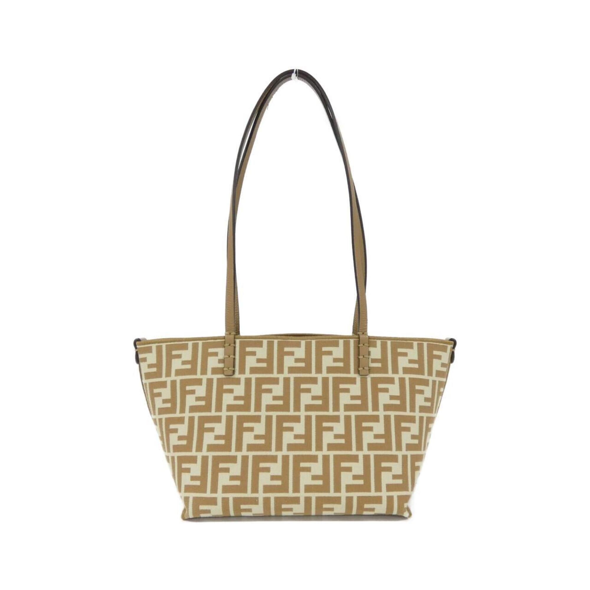Fendi Beige Sand Canvas Leather Handbag Pouch (Pre-Owned)