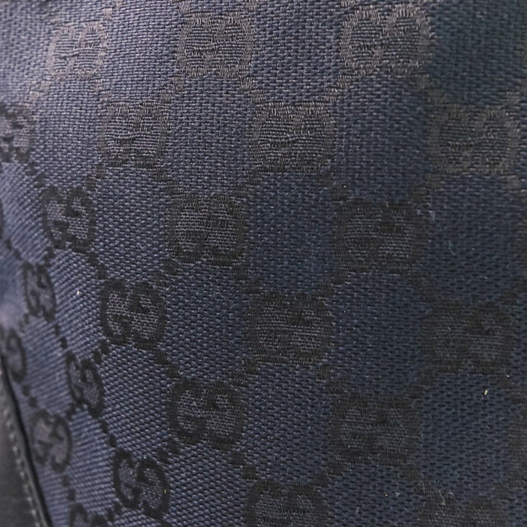 Gucci Black Leather Gg Canvas Handbag Shoulder Bag (Pre-Owned)