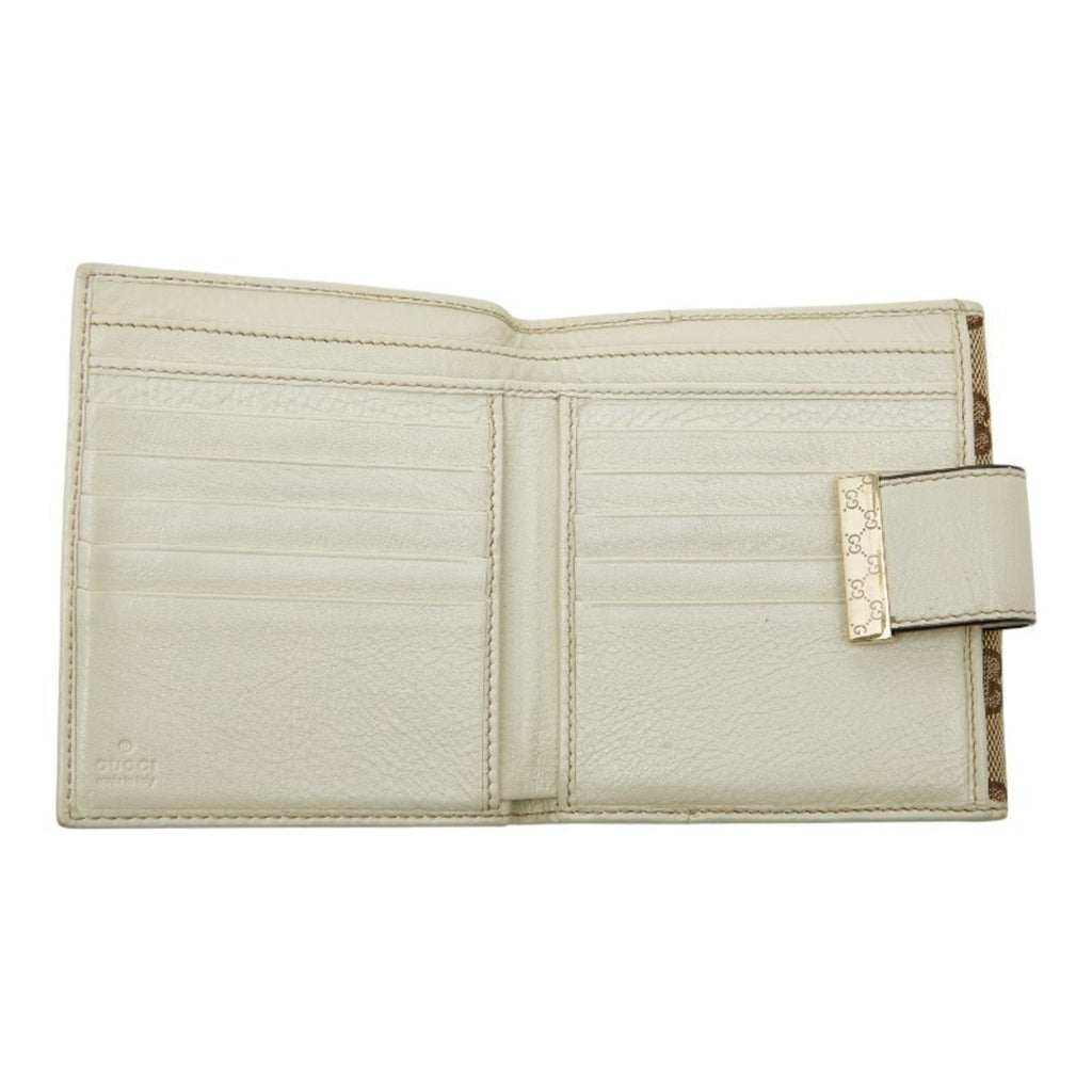 Gucci Beige Ivory Canvas Leather Wallet (Bi-Fold) (Pre-Owned)