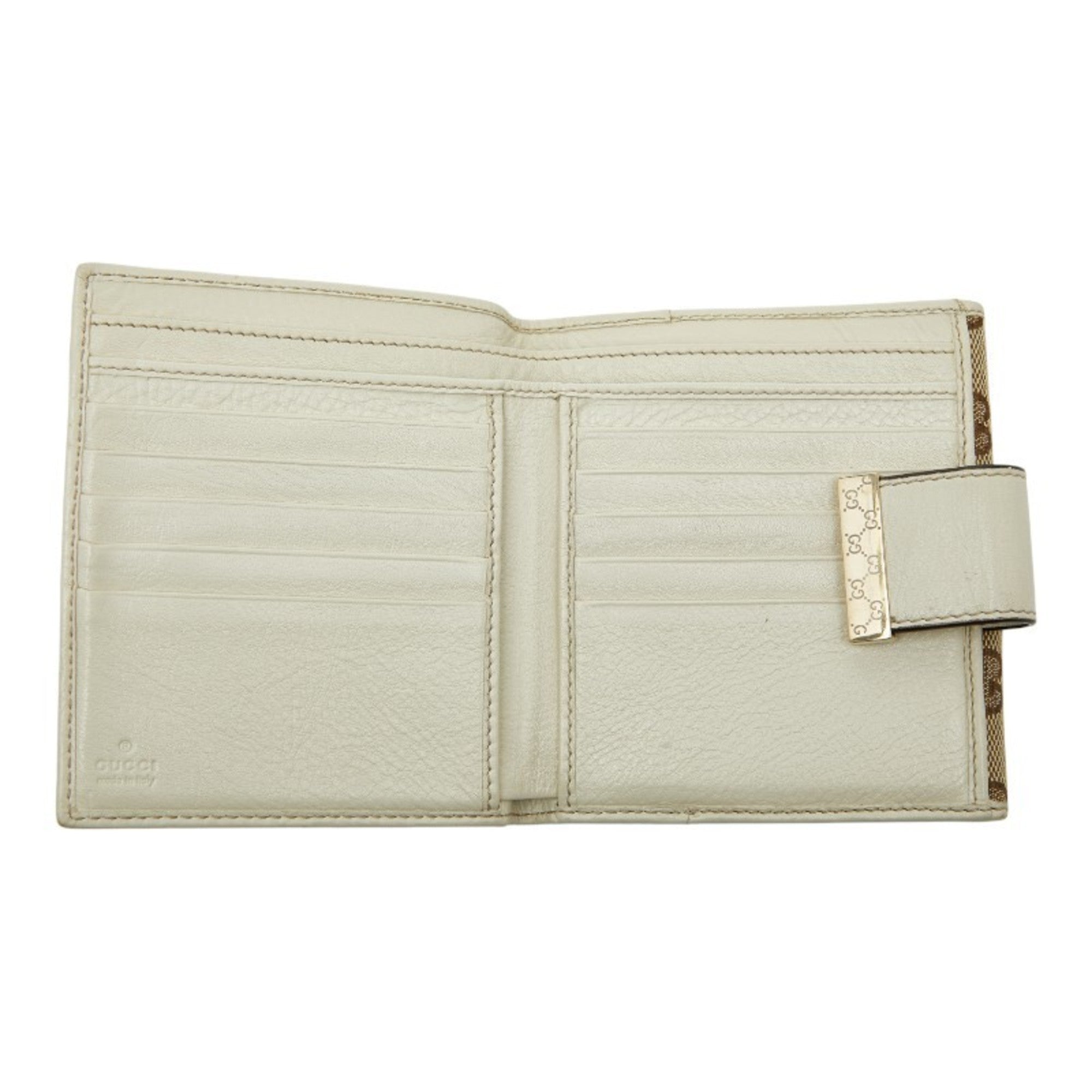 Gucci Beige Ivory Canvas Leather Wallet (Bi-Fold) (Pre-Owned)