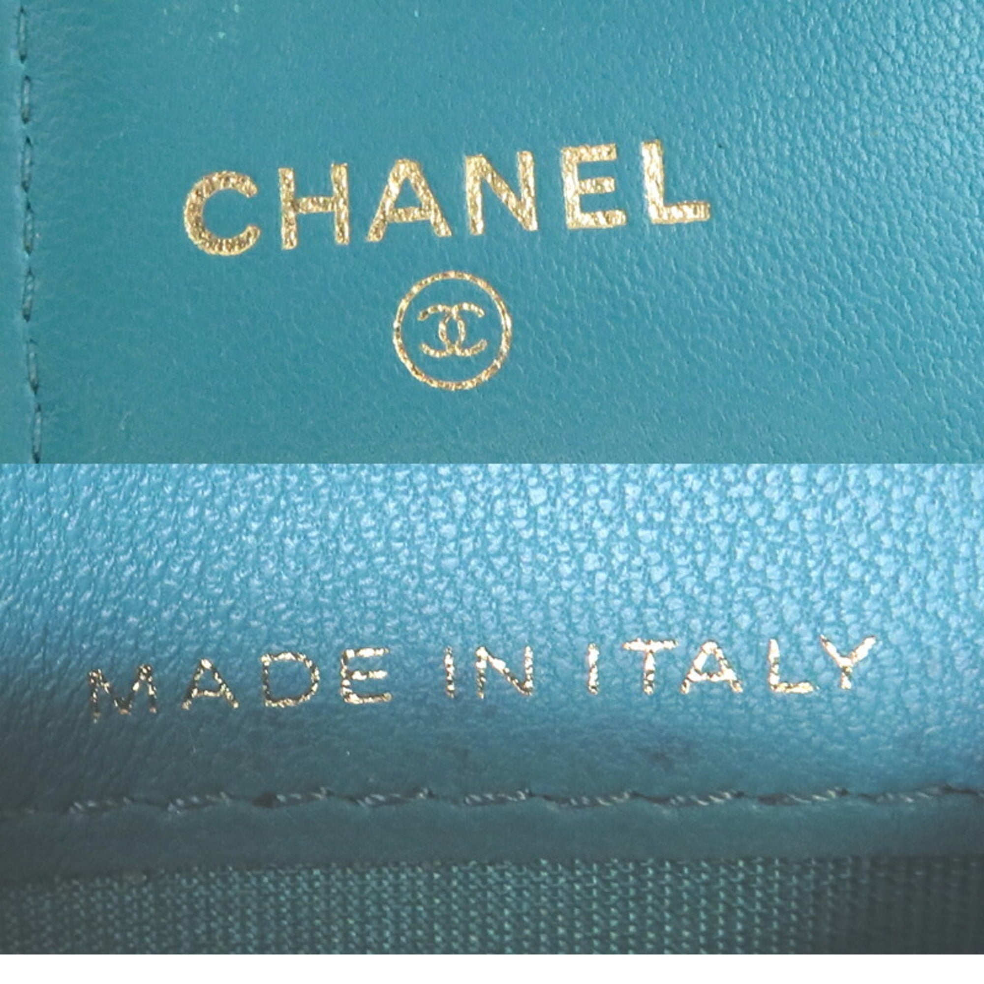 Chanel Blue Turquoise Leather Wallet (Tri-Fold) (Pre-Owned)