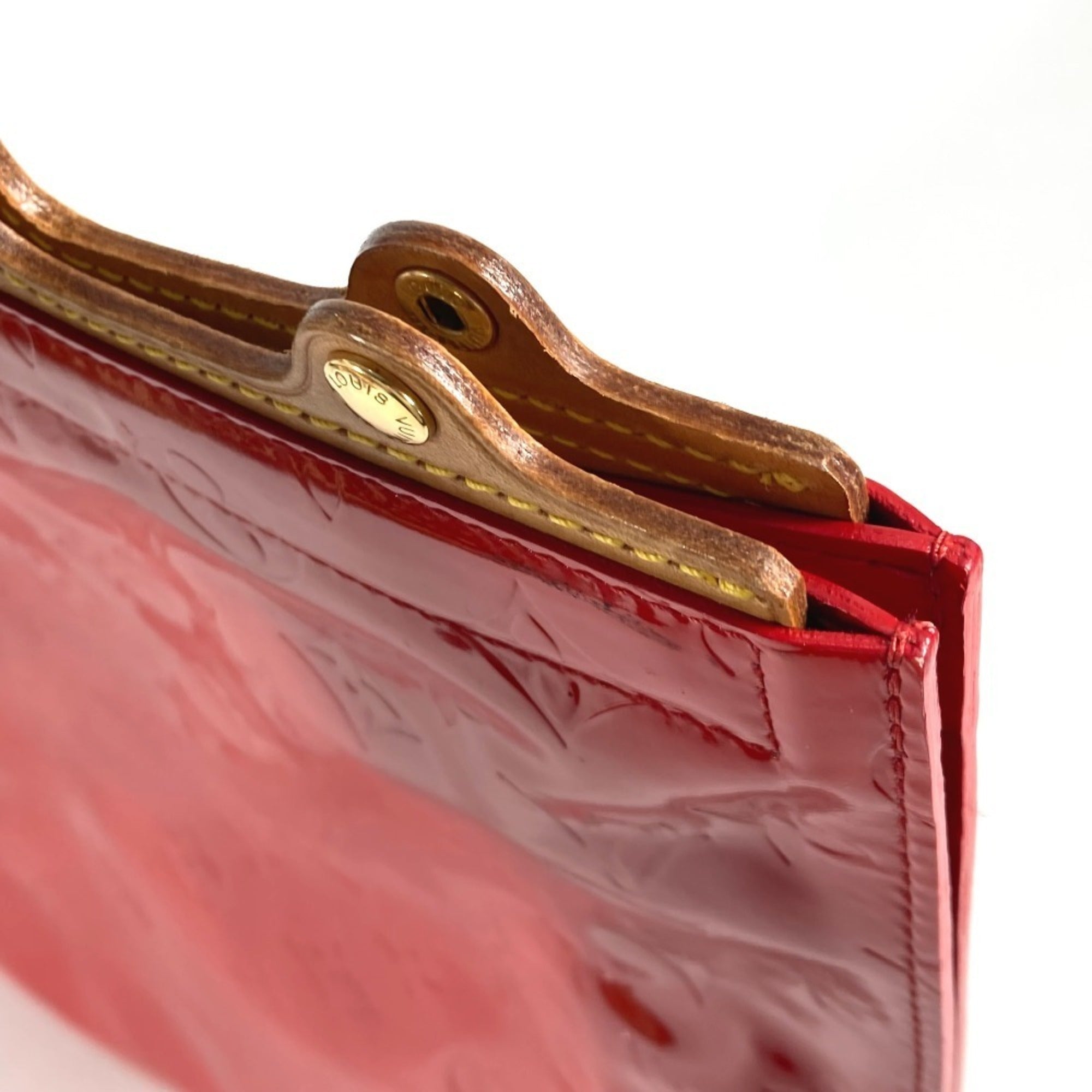 Louis Vuitton Red Color Monogram Vernis Handbag Tote Bag (Pre-Owned)