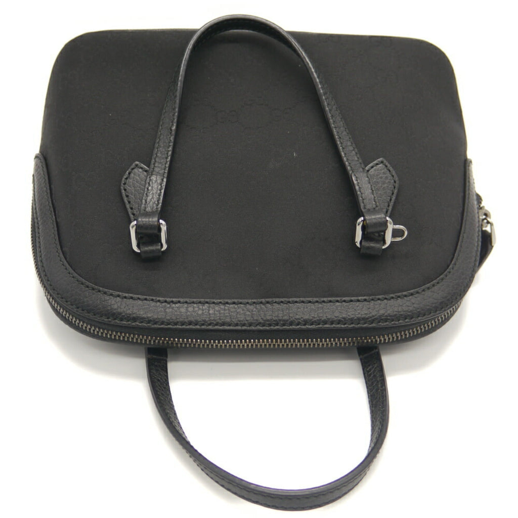 Gucci Black Nylon Leather Handbag Shoulder Bag (Pre-Owned)