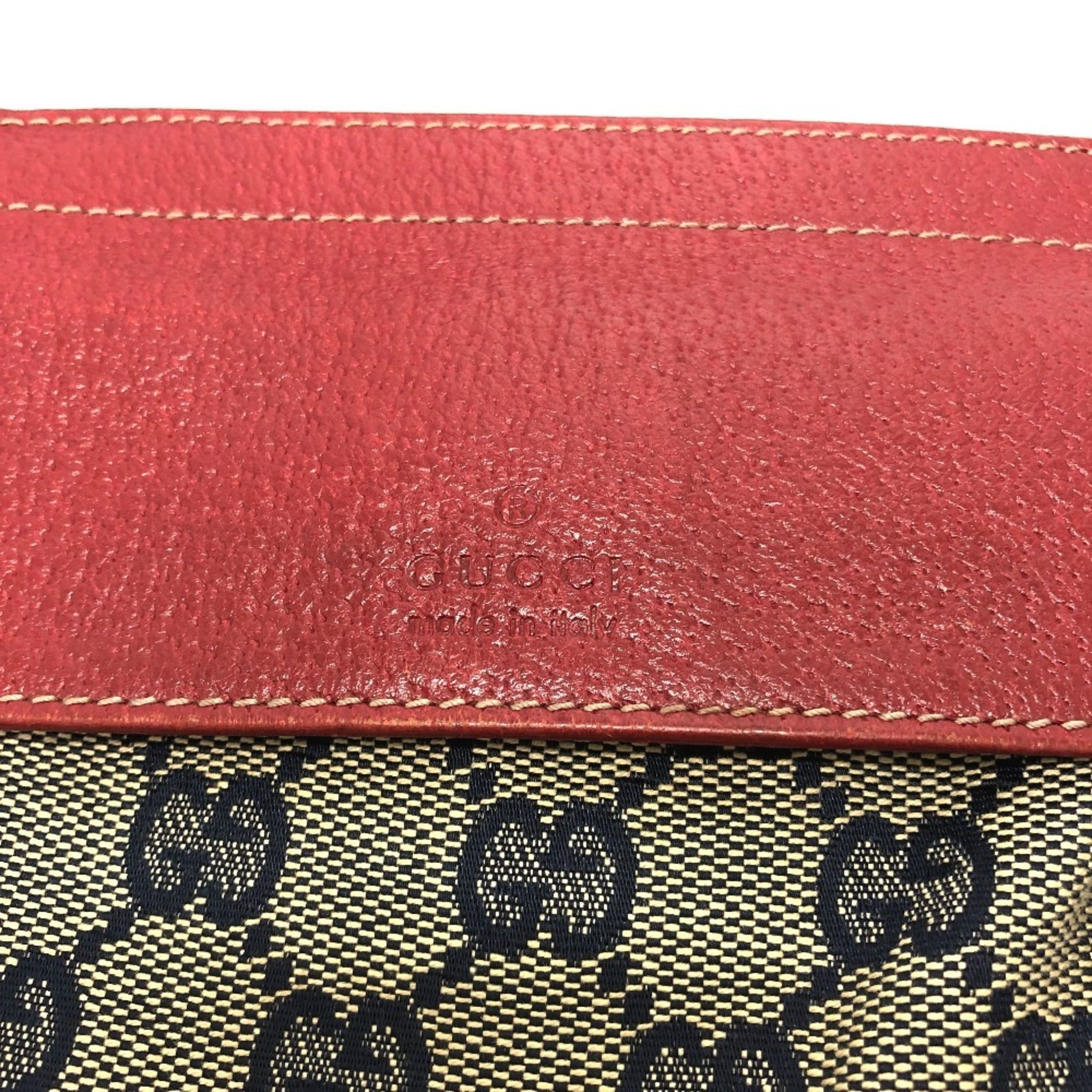 Gucci Red Color Gg Canvas Leather Fanny Pack Sling Bag (Pre-Owned)